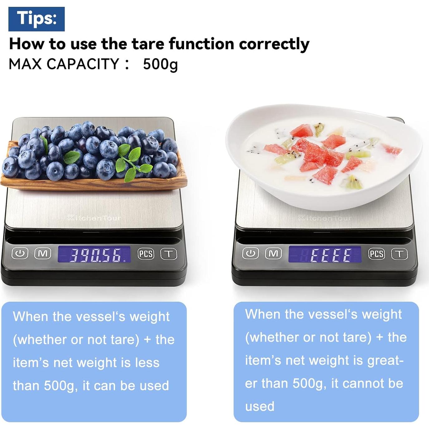 Báscula Digital KitchenTour EG-5001 500g/0.01g Alta Precisión