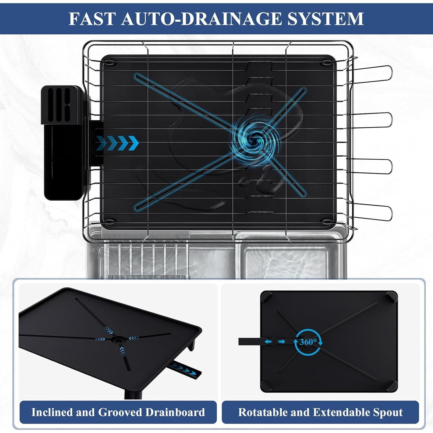 Estante para Secar Platos Homaxy Negro 42.93x32.99 cm Multifuncional