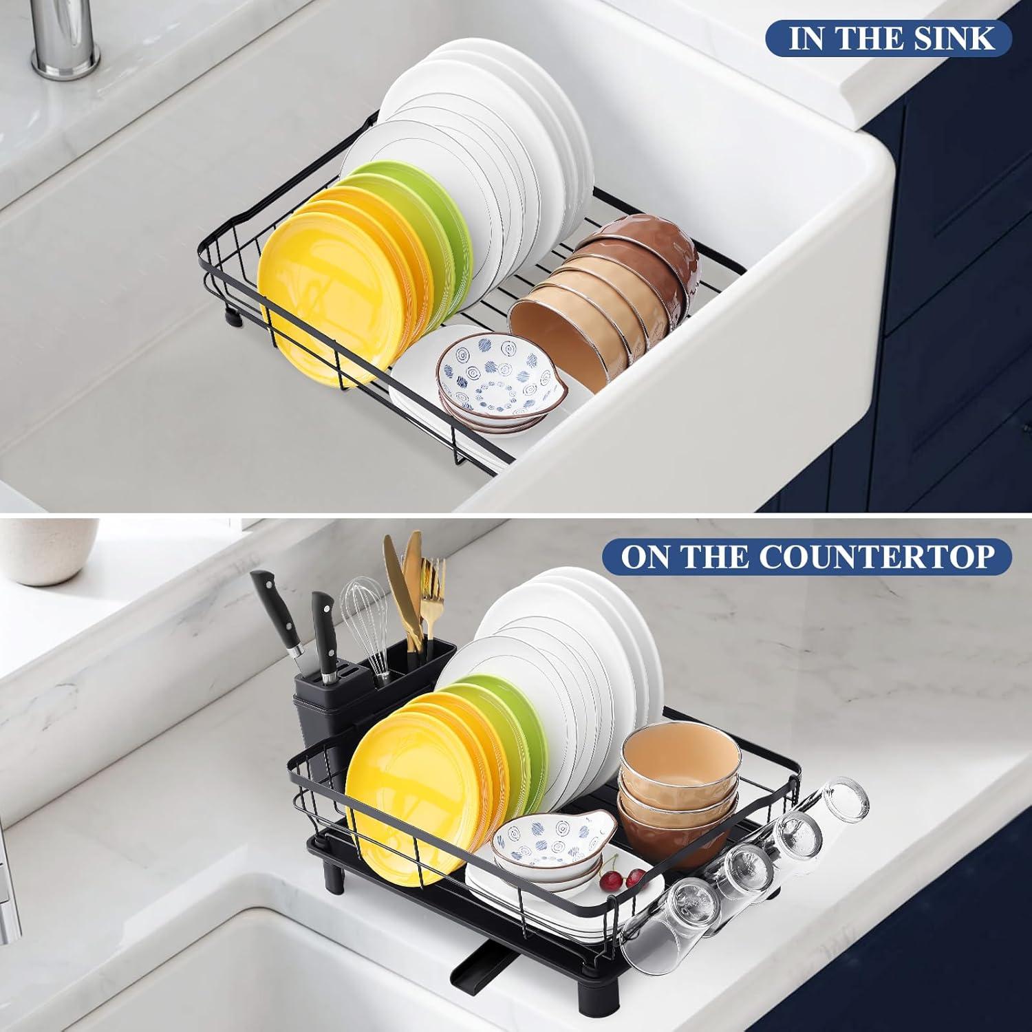 Estante para Secar Platos Homaxy Negro 42.93x32.99 cm Multifuncional