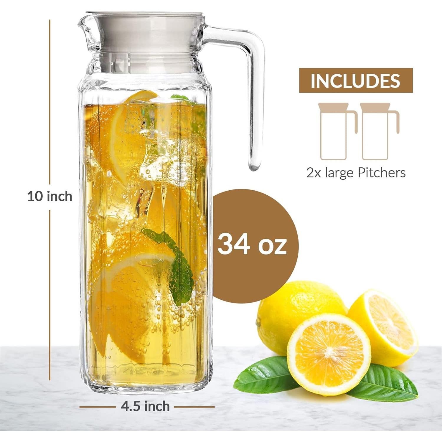 Set de 2 Jarras de Vidrio Marbelous 1.01L con Tapa y Pico