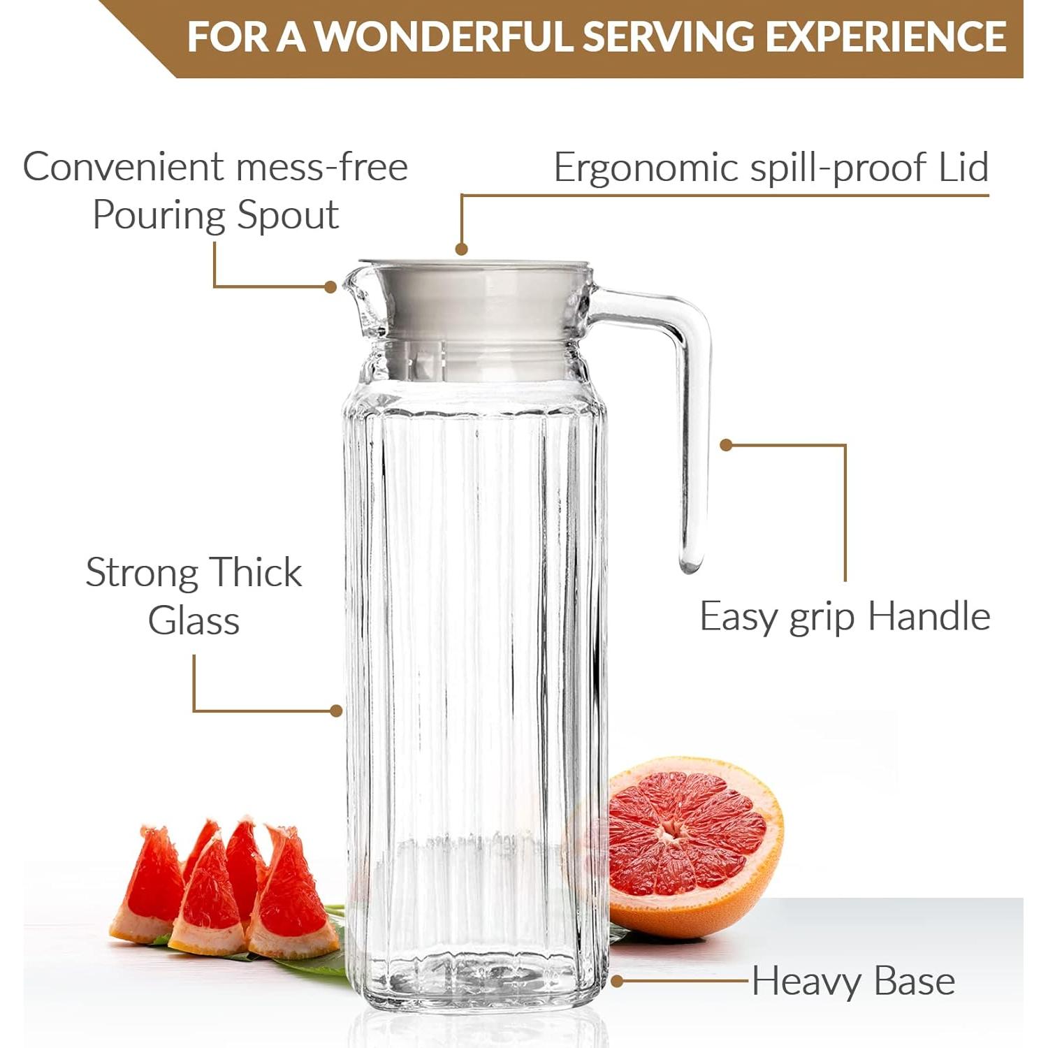 Set de 2 Jarras de Vidrio Marbelous 1.01L con Tapa y Pico