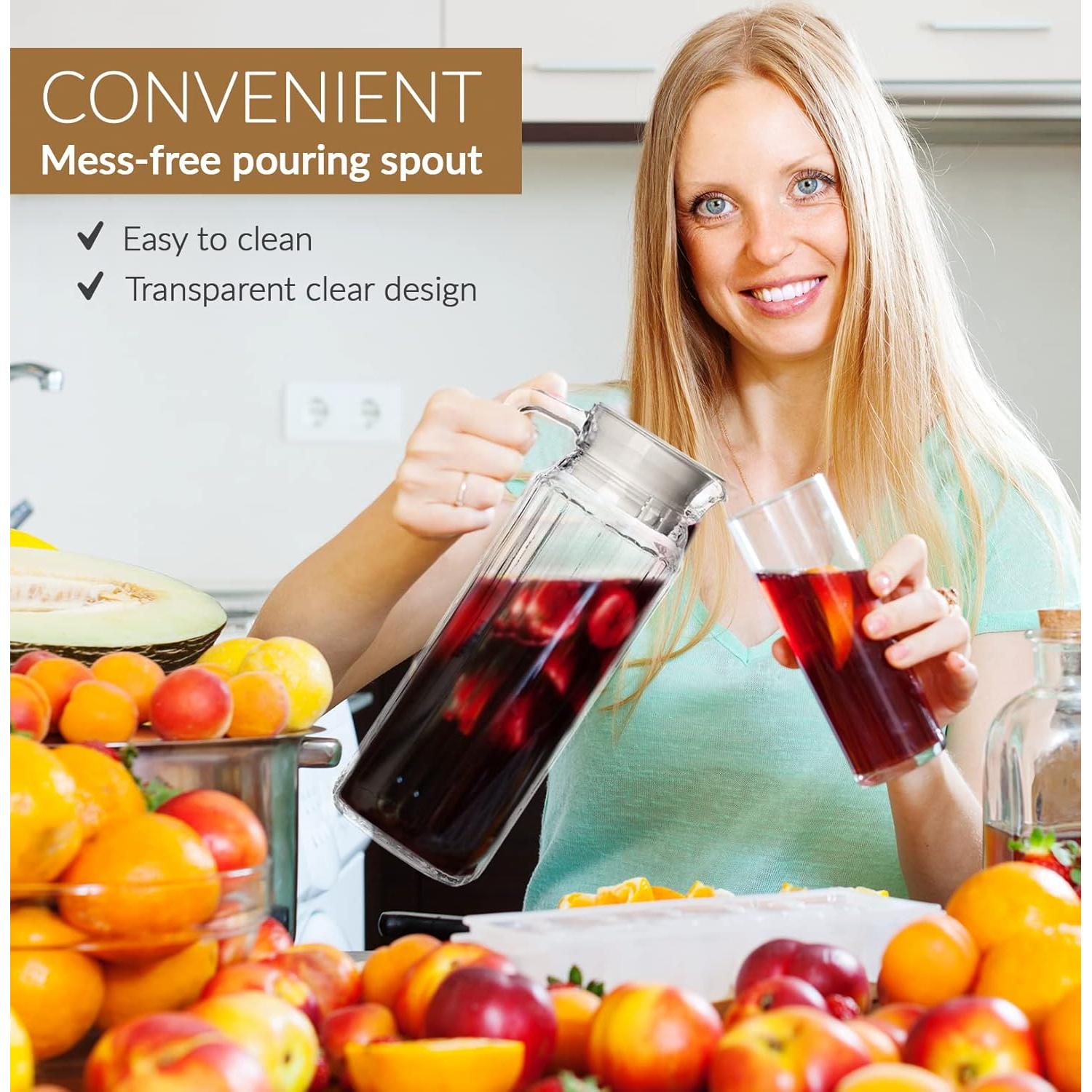 Set de 2 Jarras de Vidrio Marbelous 1.01L con Tapa y Pico