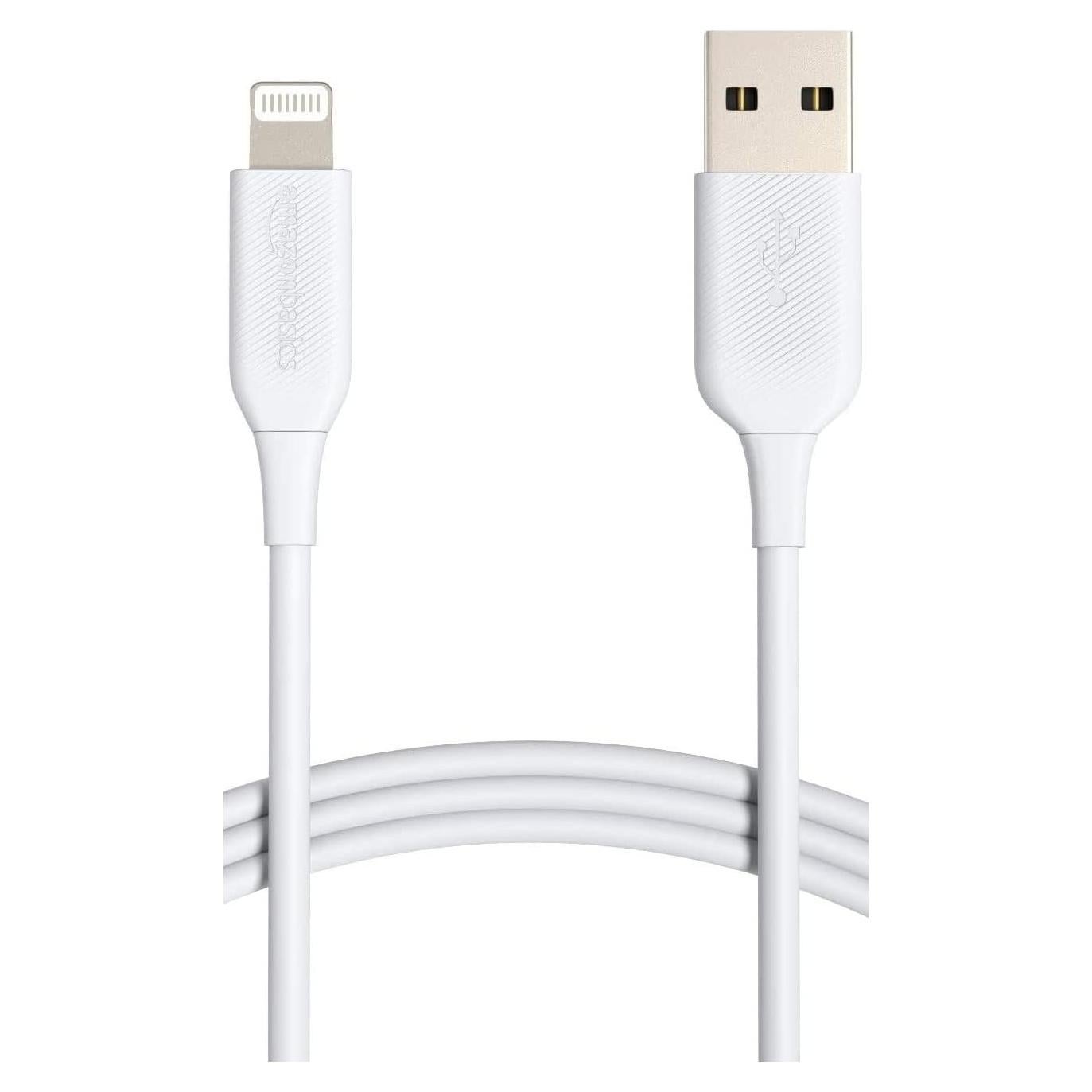 Cable de Carga Amazon Basics Lightning MFi 1.83m Blanco