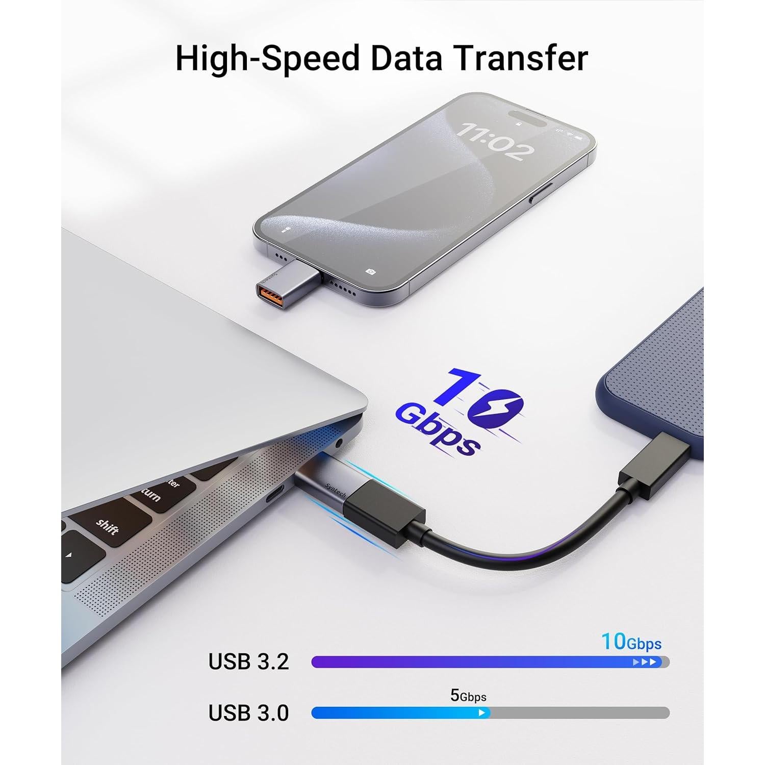 Adaptador USB C a USB 3.2 Syntech - Paquete de 2, 10Gbps