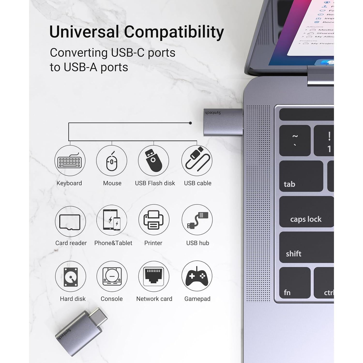 Adaptador USB C a USB 3.2 Syntech - Paquete de 2, 10Gbps