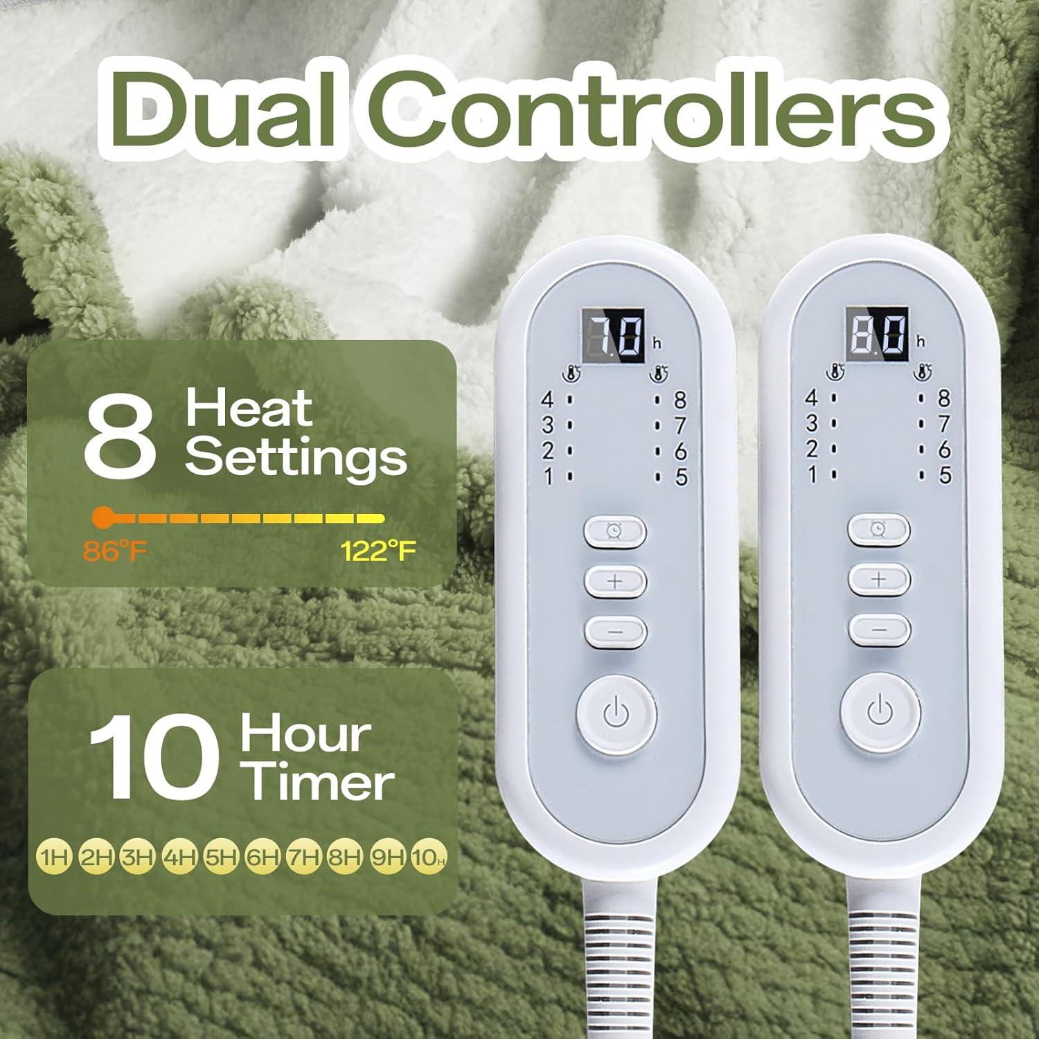 Manta Eléctrica Queen LunaHush Verde 213x229 cm 8 Niveles Calor