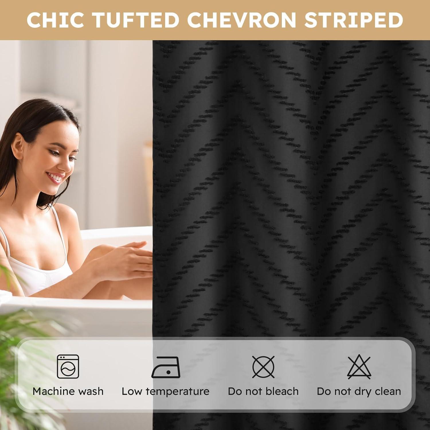 Cortina de Ducha FADOTY Negra 180x188 cm Impermeable con Forro