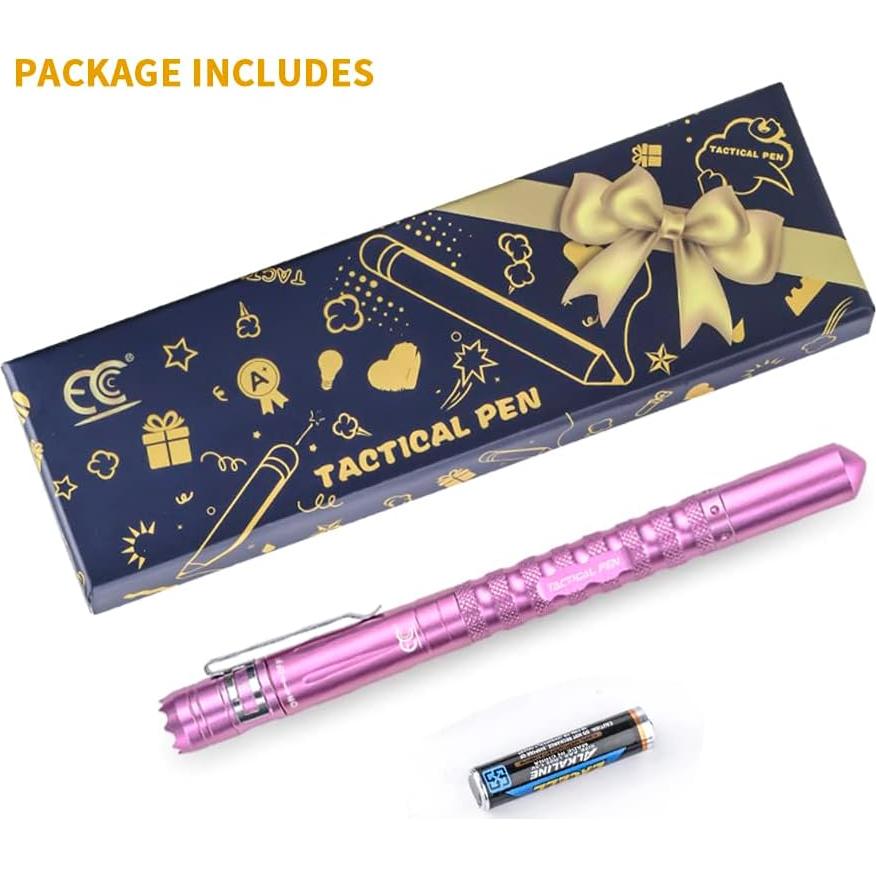 Bolígrafo Táctico MCCC Rosa con Linterna LED y Rompedor