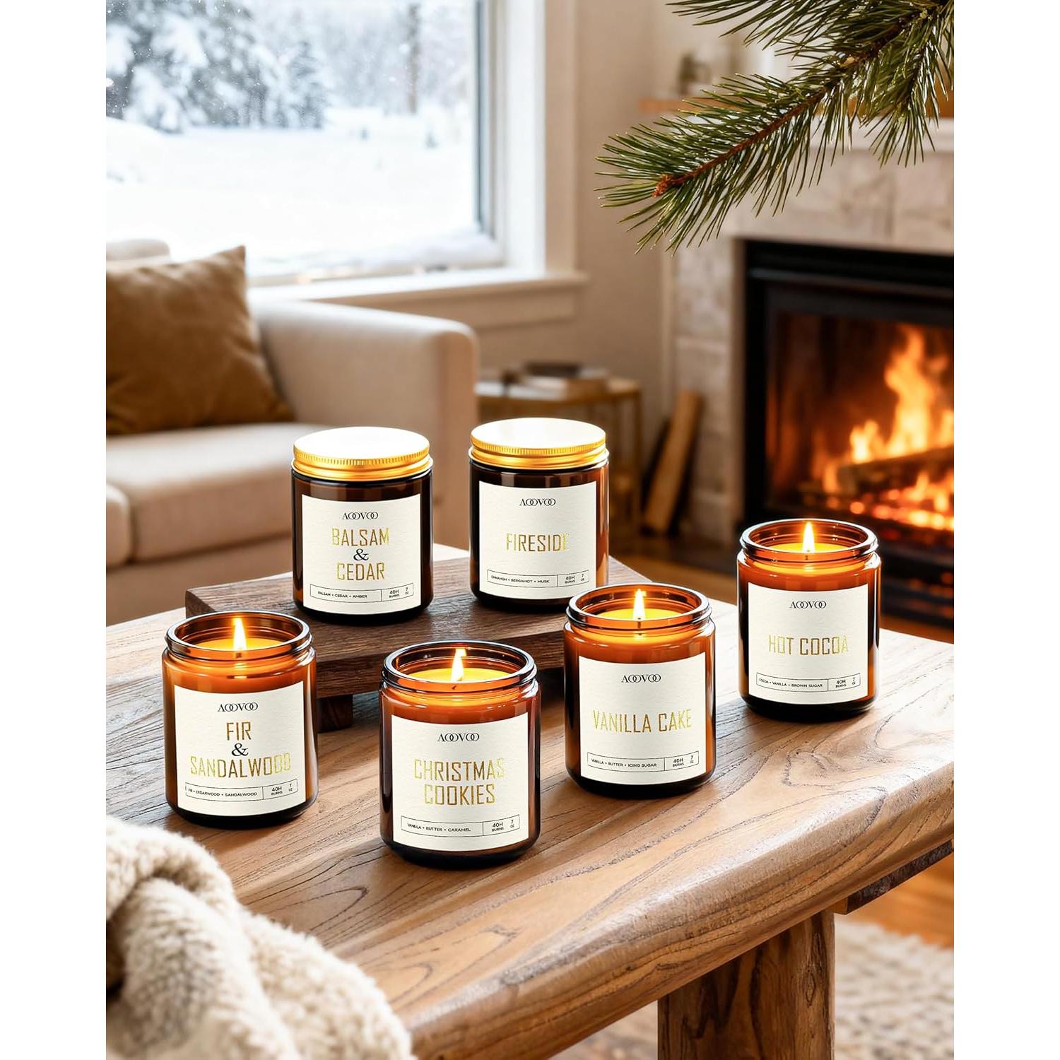 Conjunto de 6 Velas Aromáticas AOOVOO - Cera de Soja 1190g