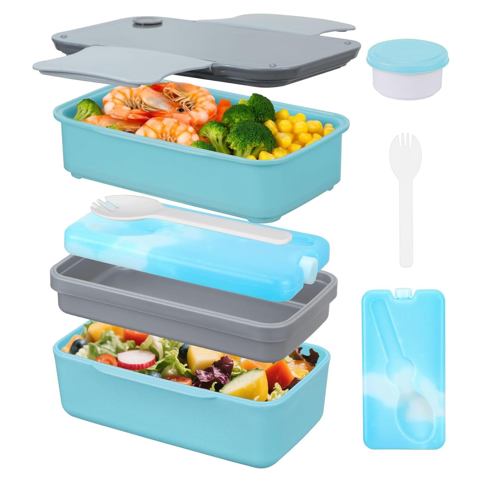 Caja de Almuerzo Bento Globright Azul 3 Contenedores Apilables