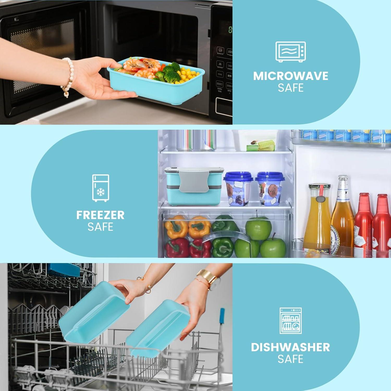 Caja de Almuerzo Bento Globright Azul 3 Contenedores Apilables