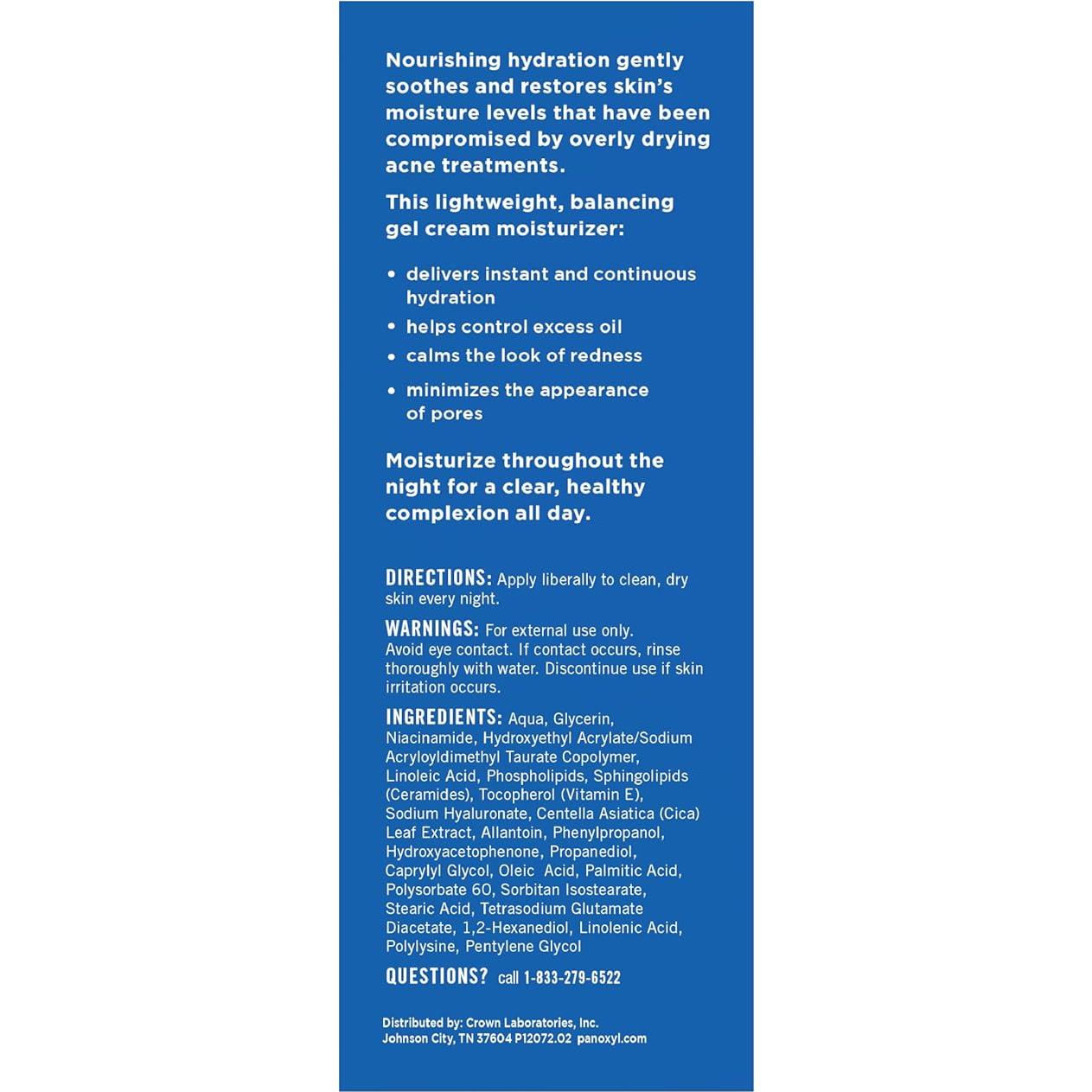 Hidratante Facial PanOxyl PM 85 ml con Niacinamida y Cica