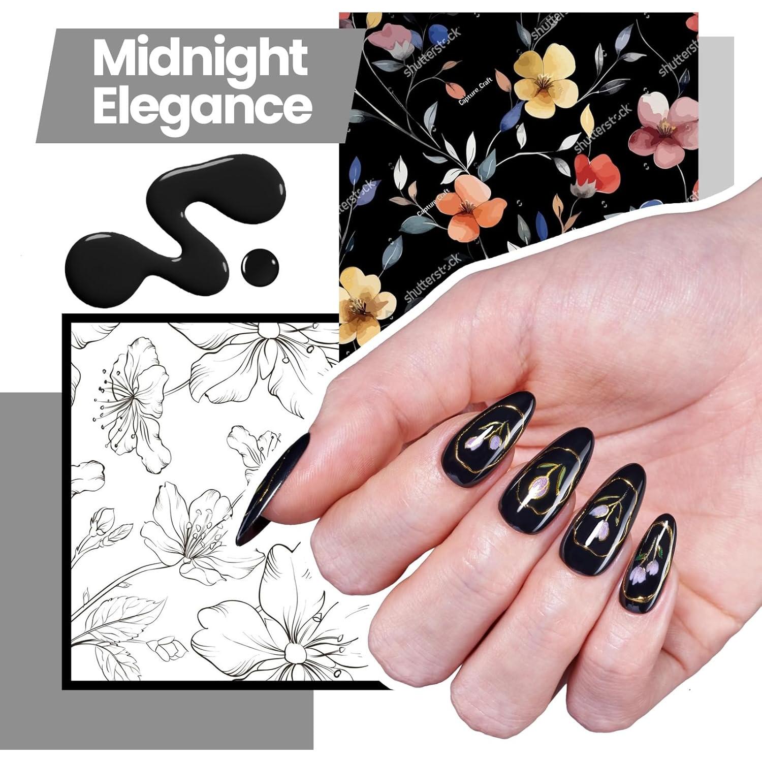 Kit de Esmalte en Gel Negro Beetles con Luz UV - 5 Piezas