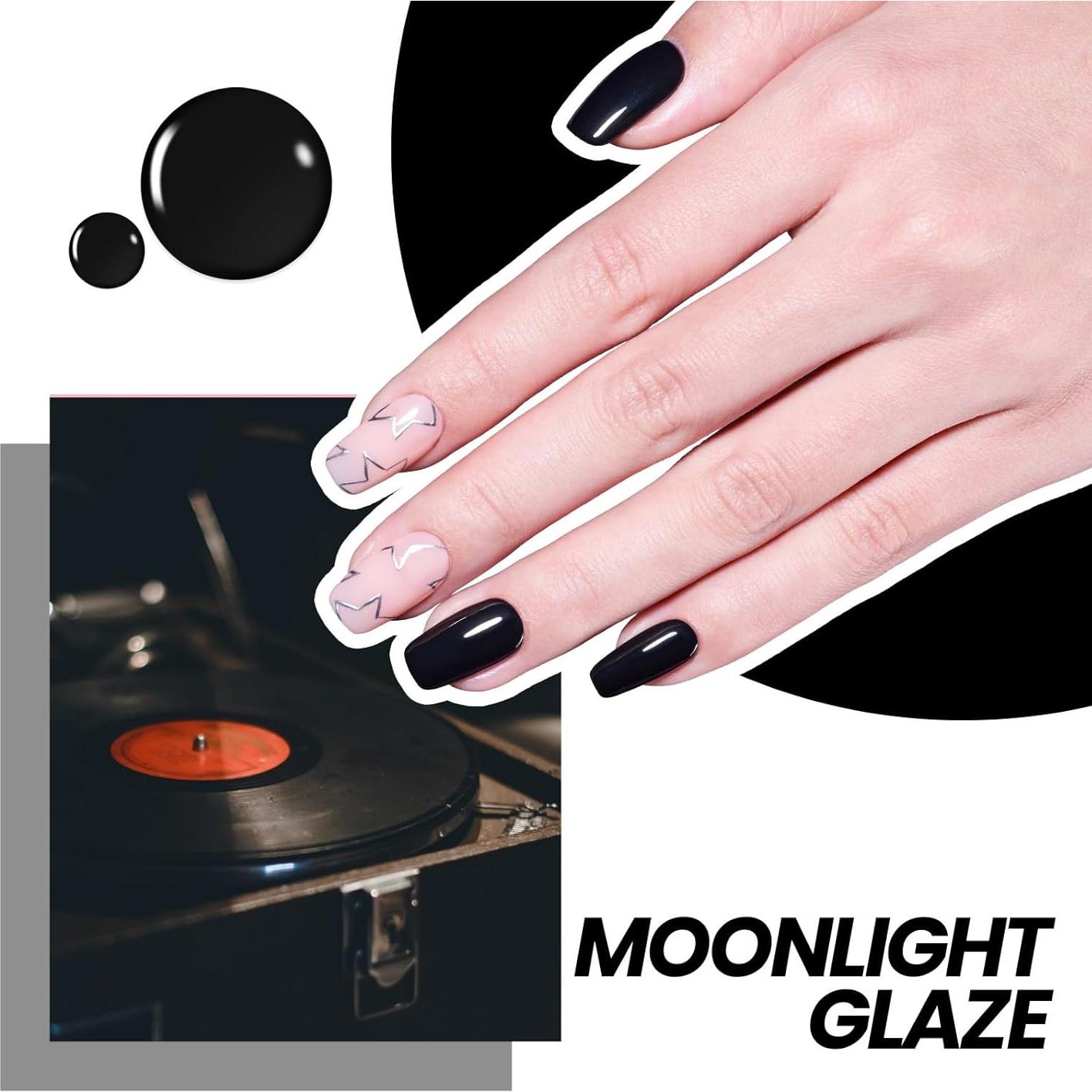 Kit de Esmalte en Gel Negro Beetles con Luz UV - 5 Piezas