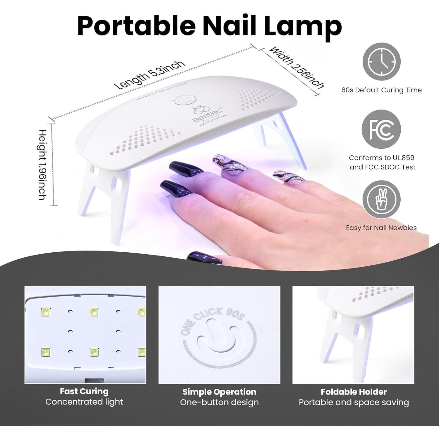 Kit de Esmalte en Gel Negro Beetles con Luz UV - 5 Piezas