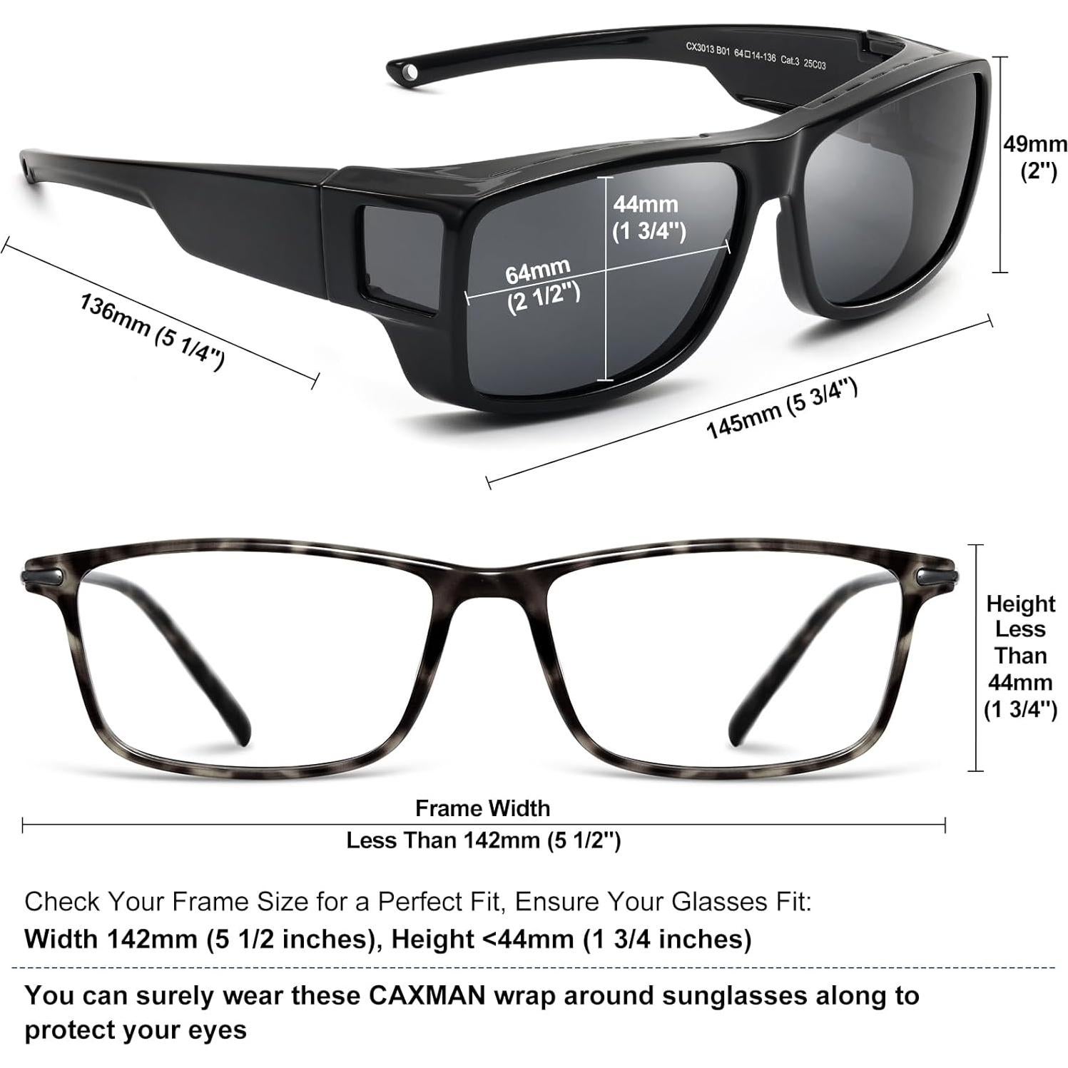 Gafas de sol CAXMAN Fit Over polarizadas para monturas hasta 142mm