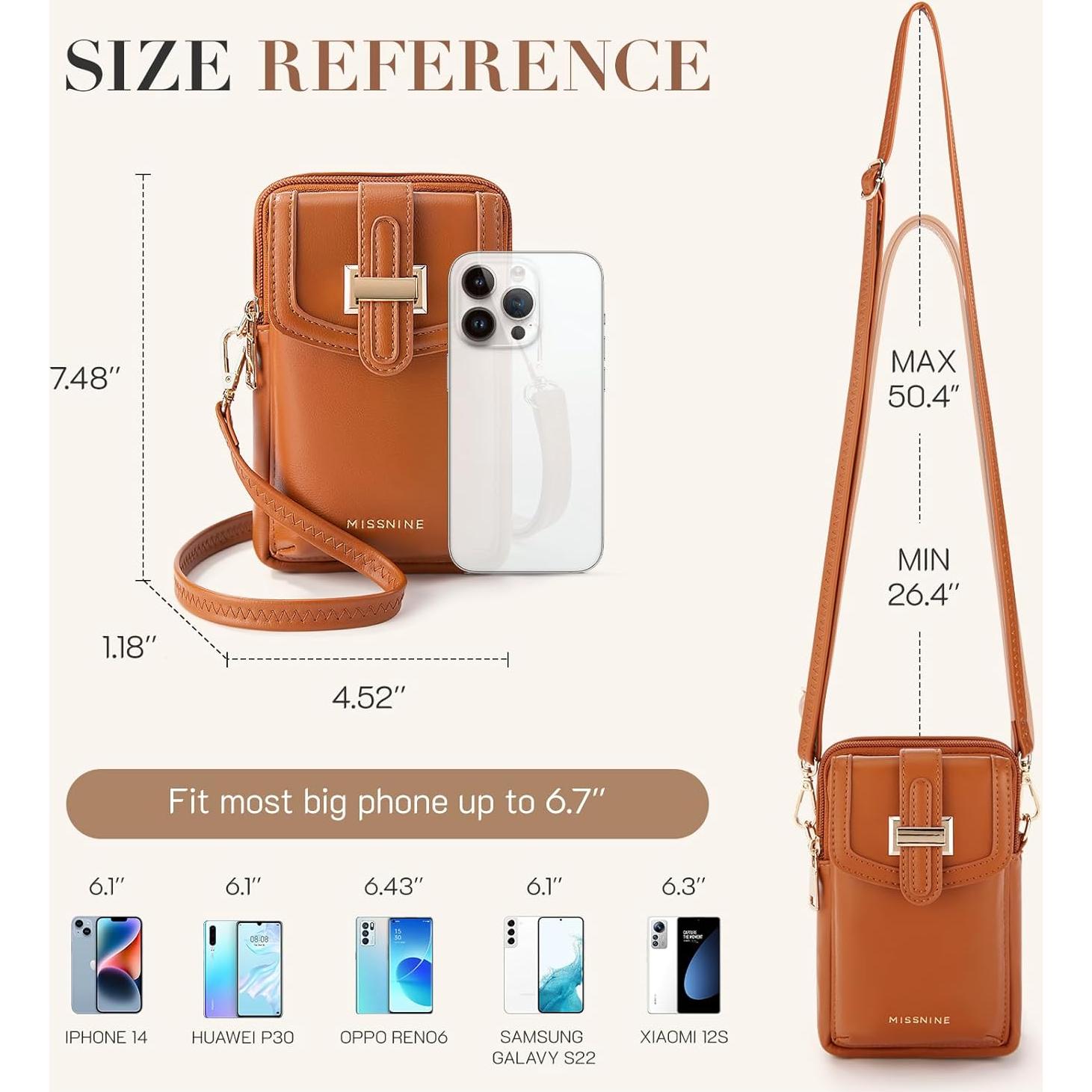 Bolso Cruzado Pequeño Missnine de Cuero Vegano Beige para Móvil