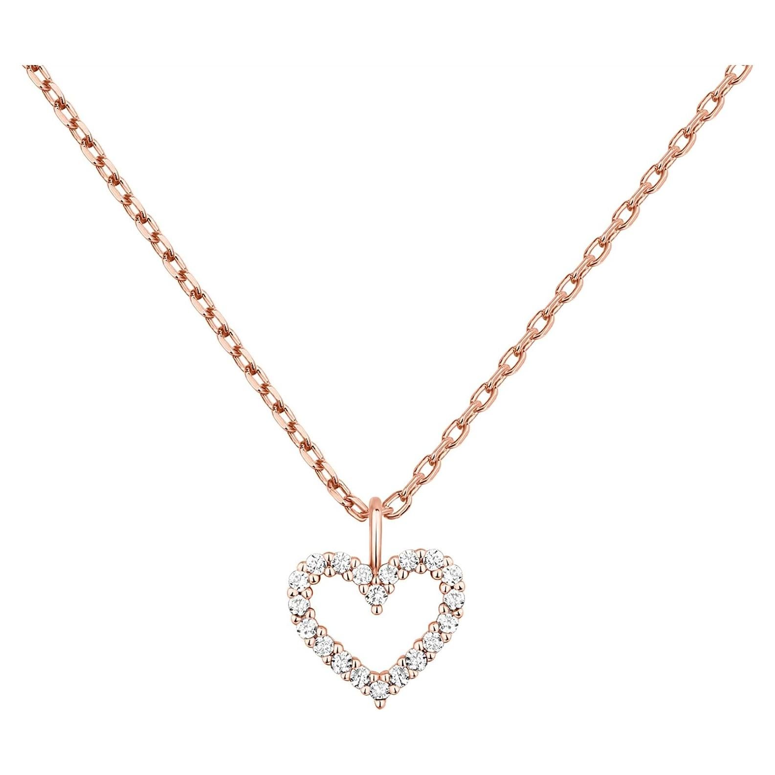 Collar Dainty Corazón de Zirconia Cubica PAVOI 14K Oro Rosa