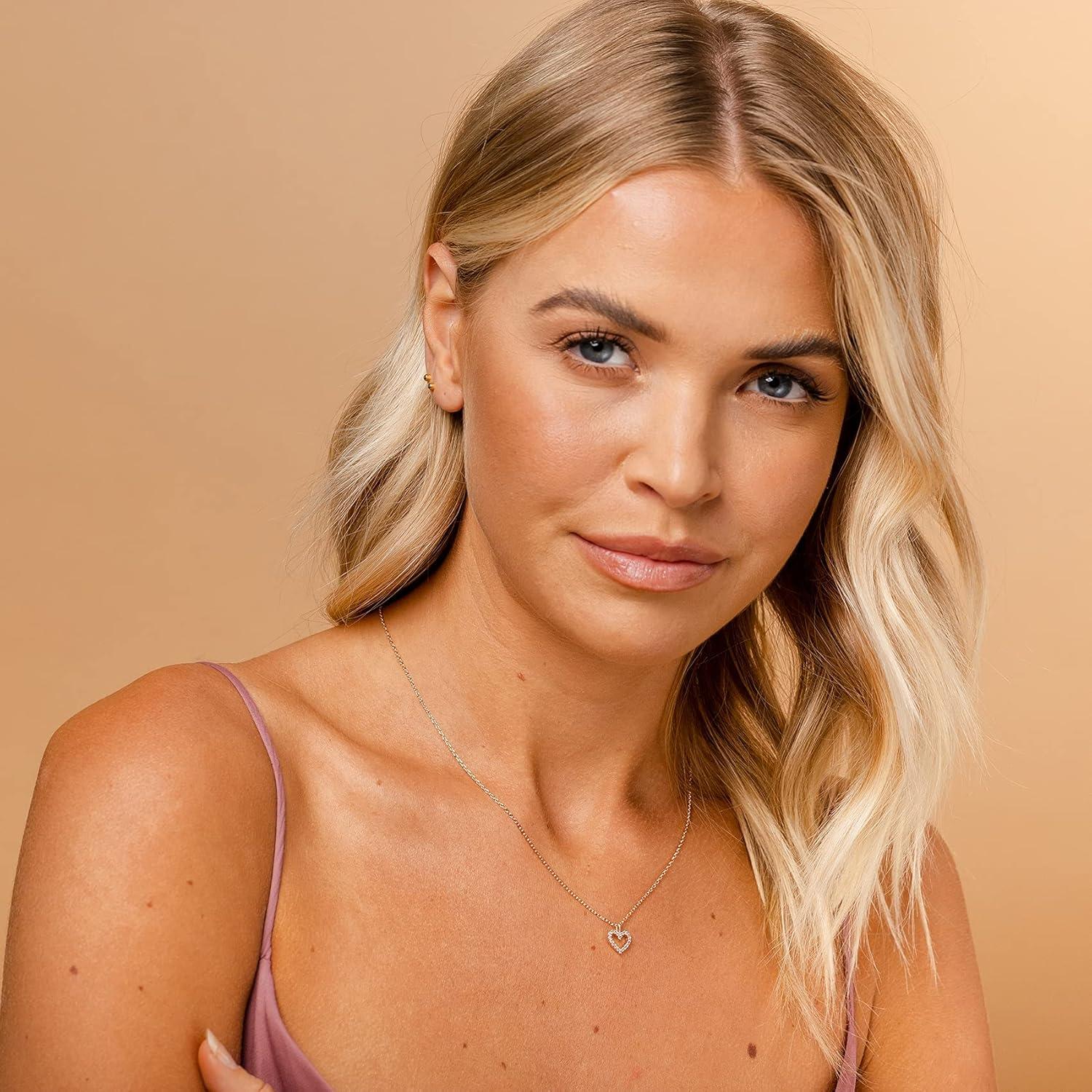 Collar Dainty Corazón de Zirconia Cubica PAVOI 14K Oro Rosa