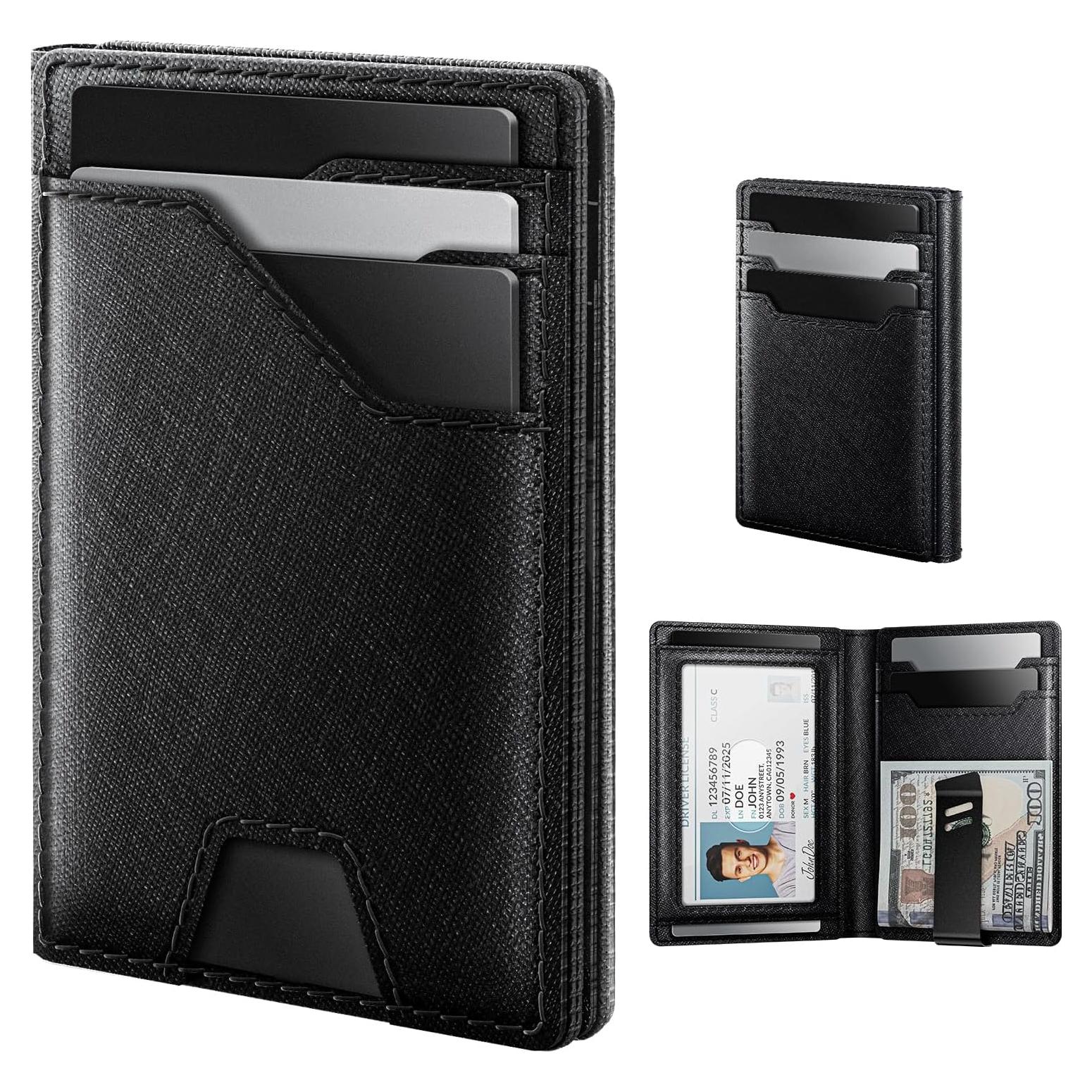 Cartera de Cuero Typecase para Hombres con Bloqueo RFID - Negro