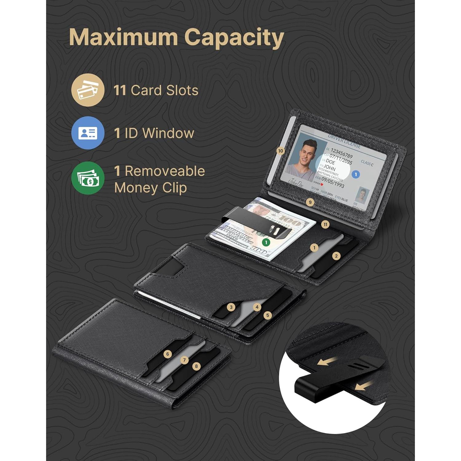 Cartera de Cuero Typecase para Hombres con Bloqueo RFID - Negro