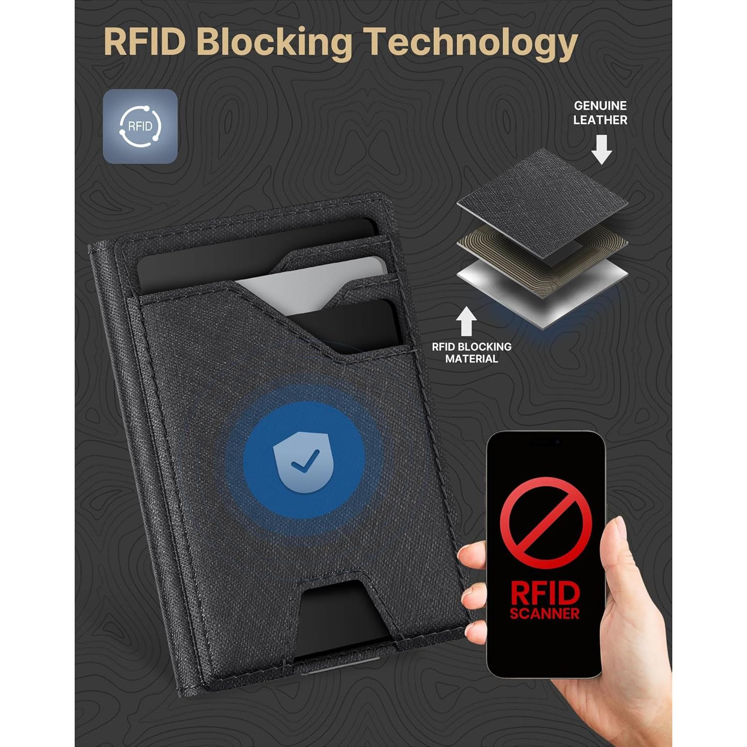 Cartera de Cuero Typecase para Hombres con Bloqueo RFID - Negro