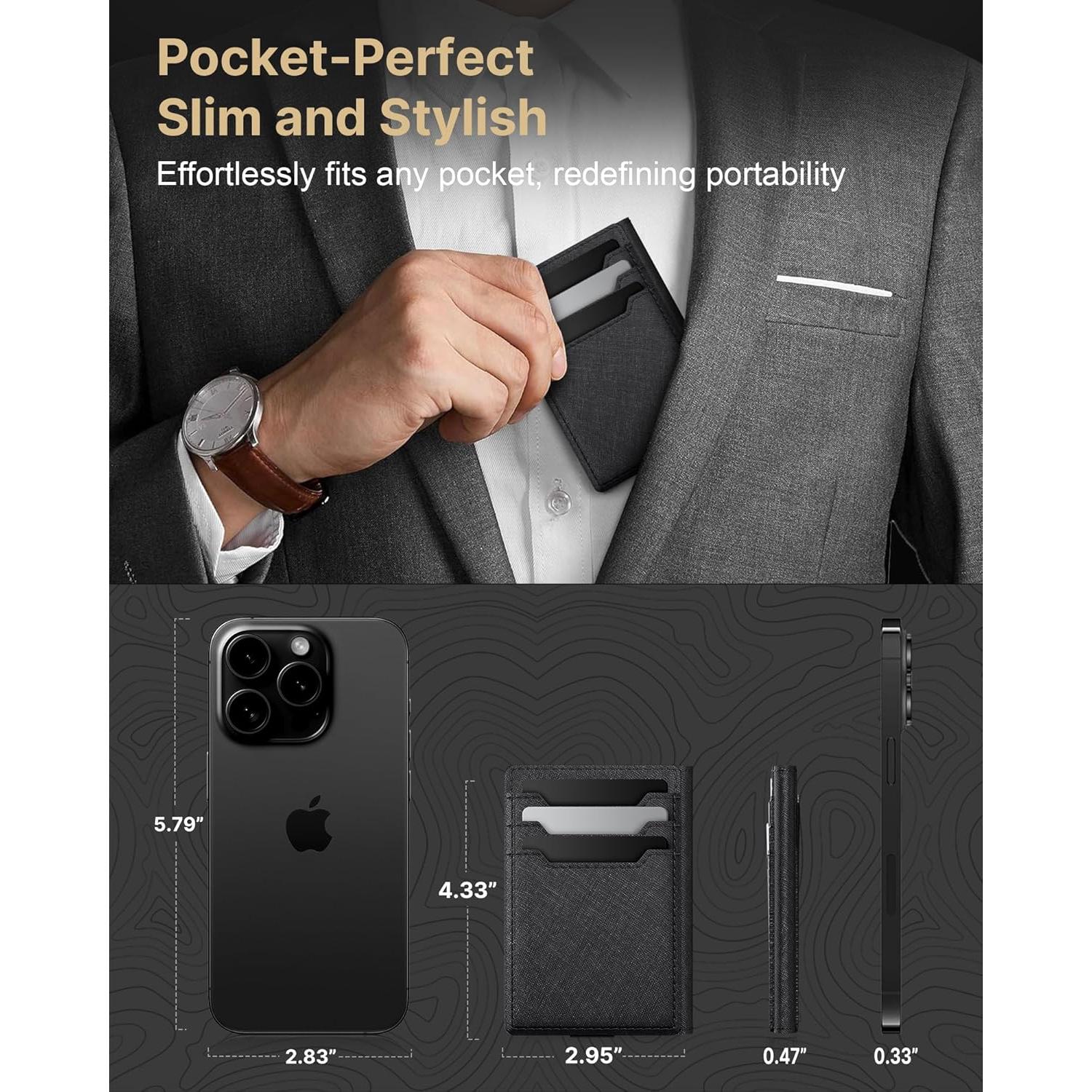 Cartera de Cuero Typecase para Hombres con Bloqueo RFID - Negro