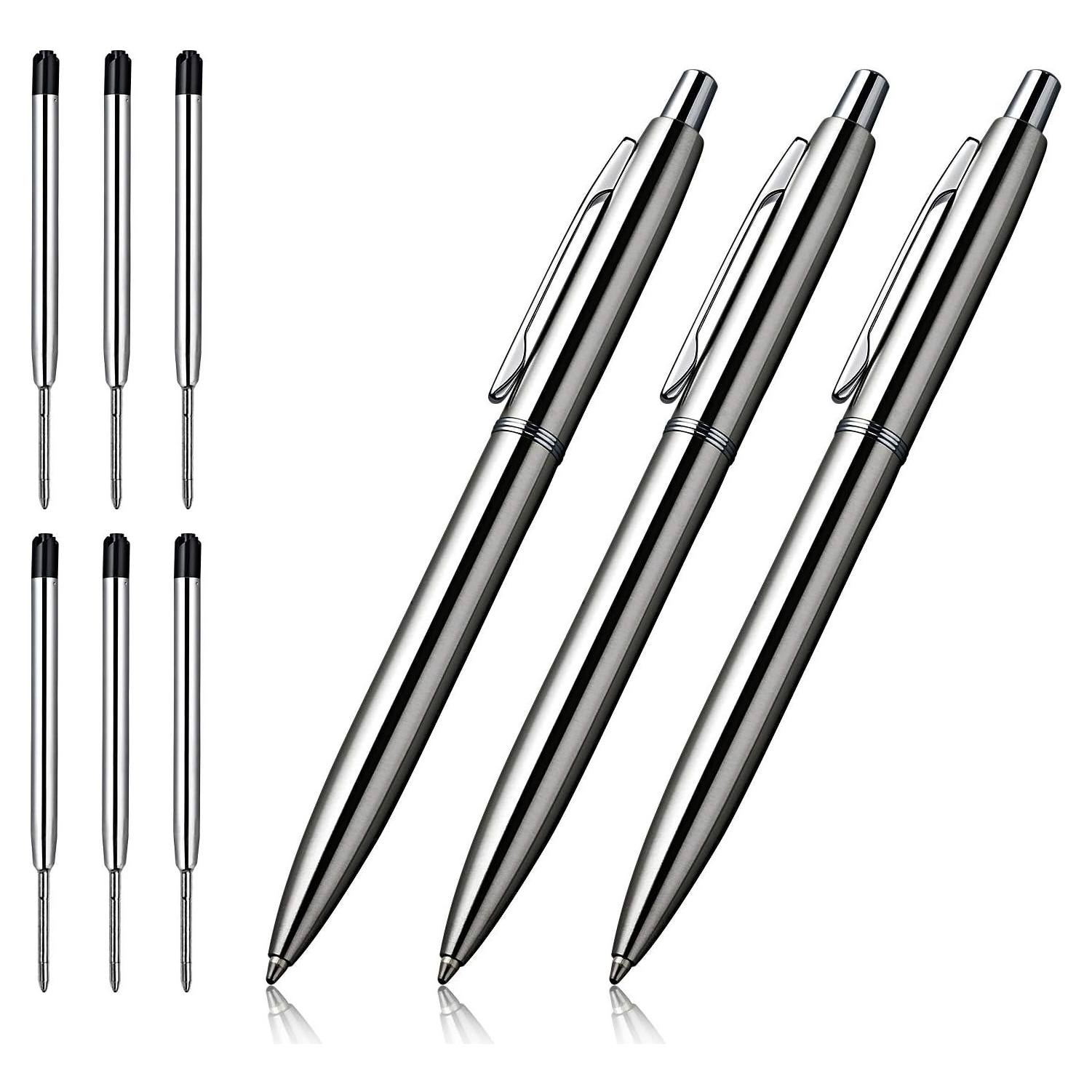 Bolígrafos Retráctiles ChaoQ de Metal 3 Pcs Tinta Negra 1.0mm