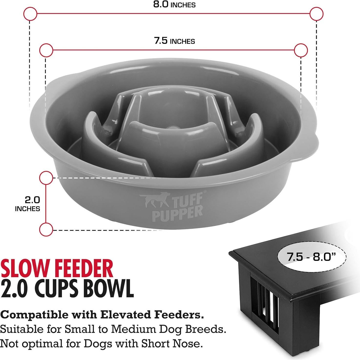 Cuenco de Alimentación Lenta Tuff Pupper 2 Tazas Antideslizante