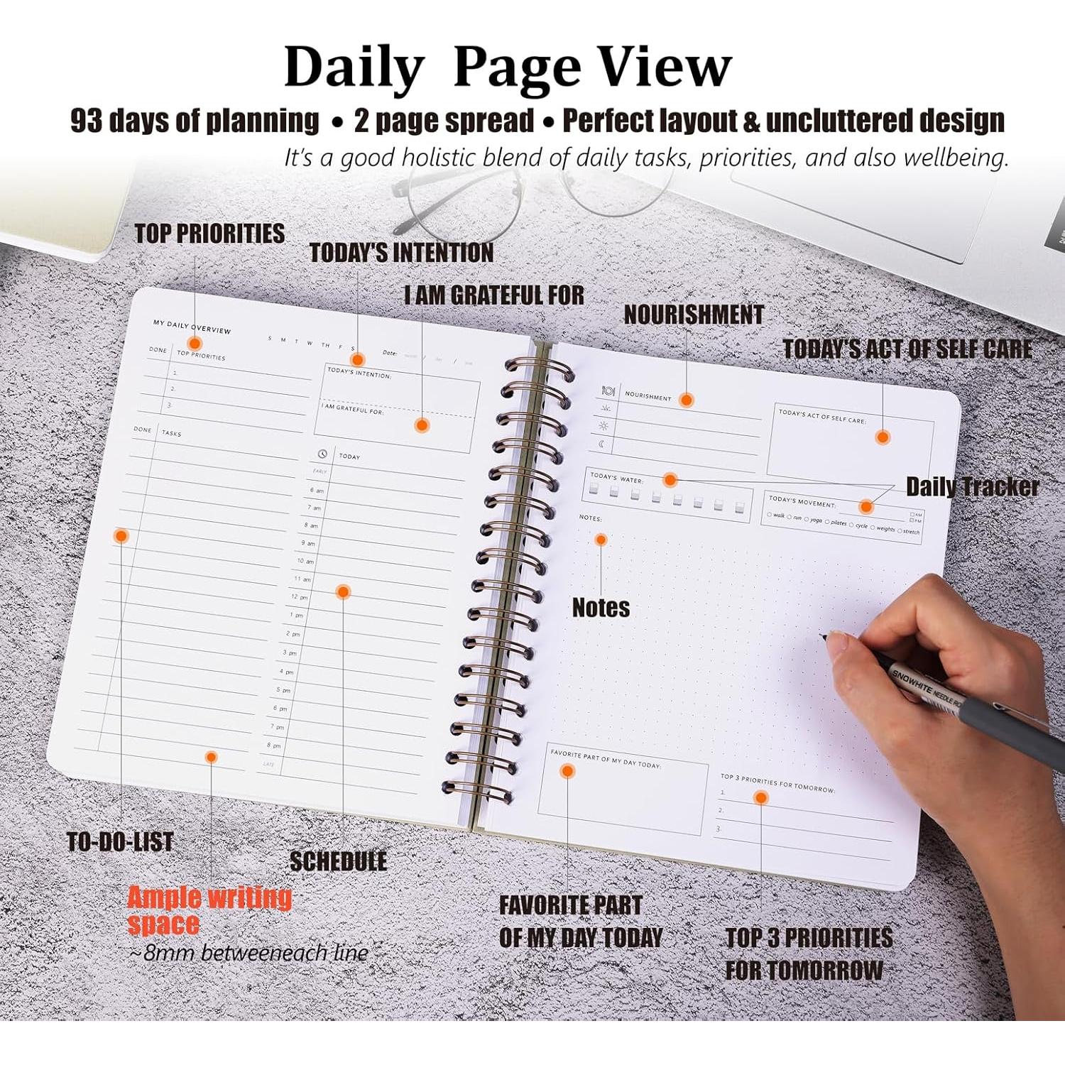 Planificador Diario Sin Fecha Centro Zerone 3 Meses 22.4x20.3 cm