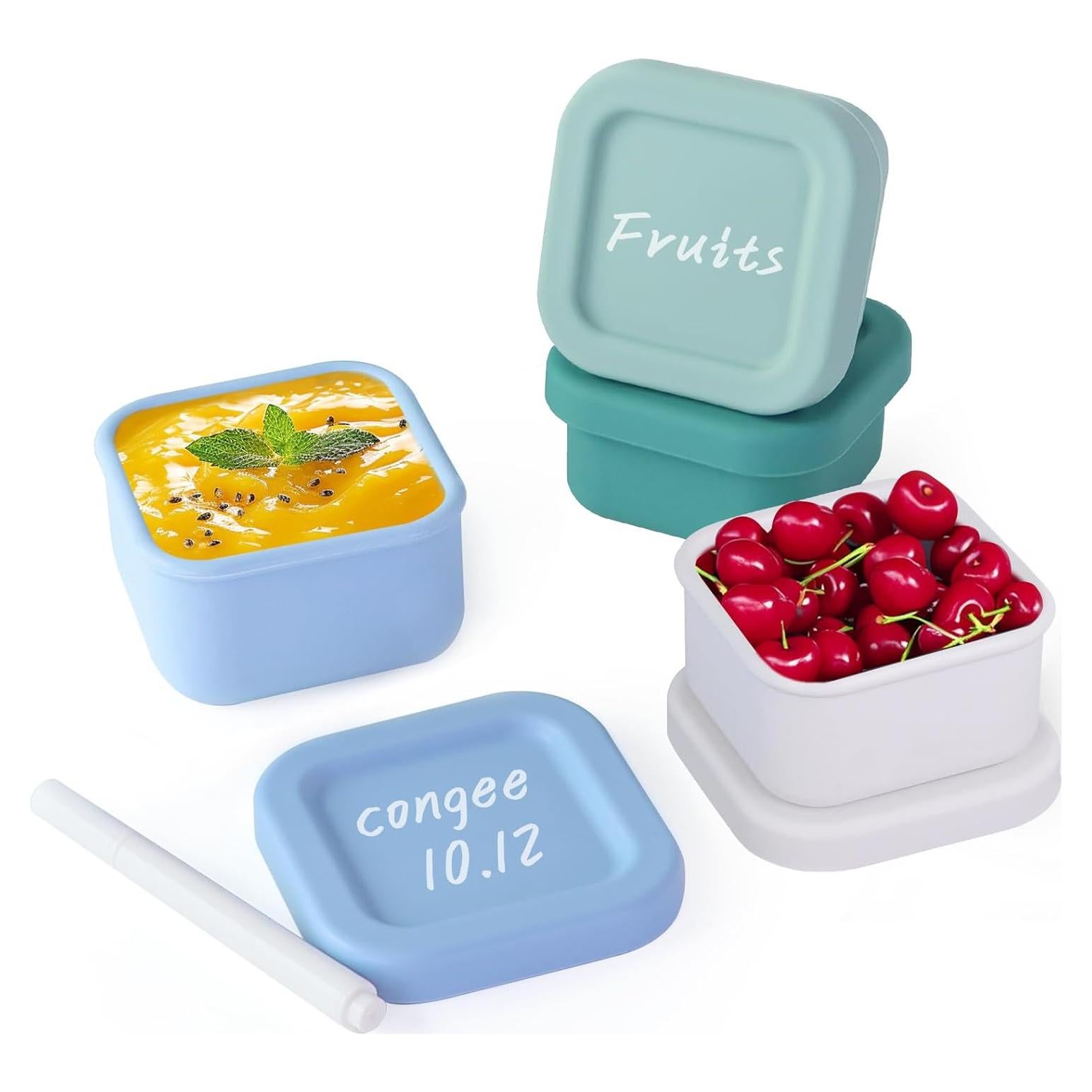 Finorder 4 Contenedores de Silicona para Snacks 103.5ml BPA Free