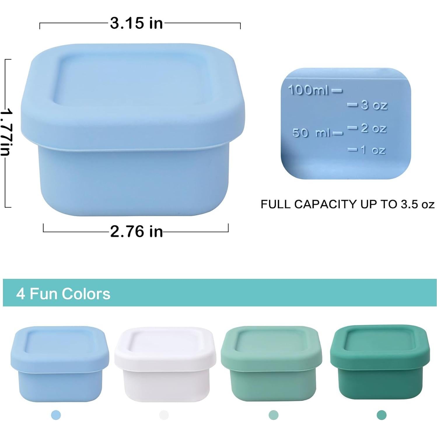 Finorder 4 Contenedores de Silicona para Snacks 103.5ml BPA Free