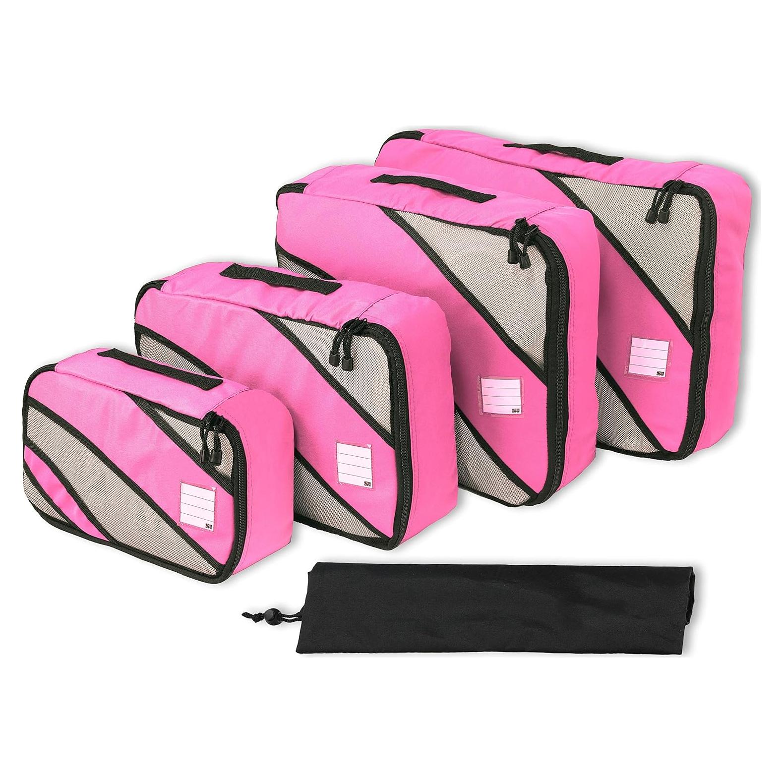 Organizadores de Viaje Simple Houseware 4 Set Rosa Nylon