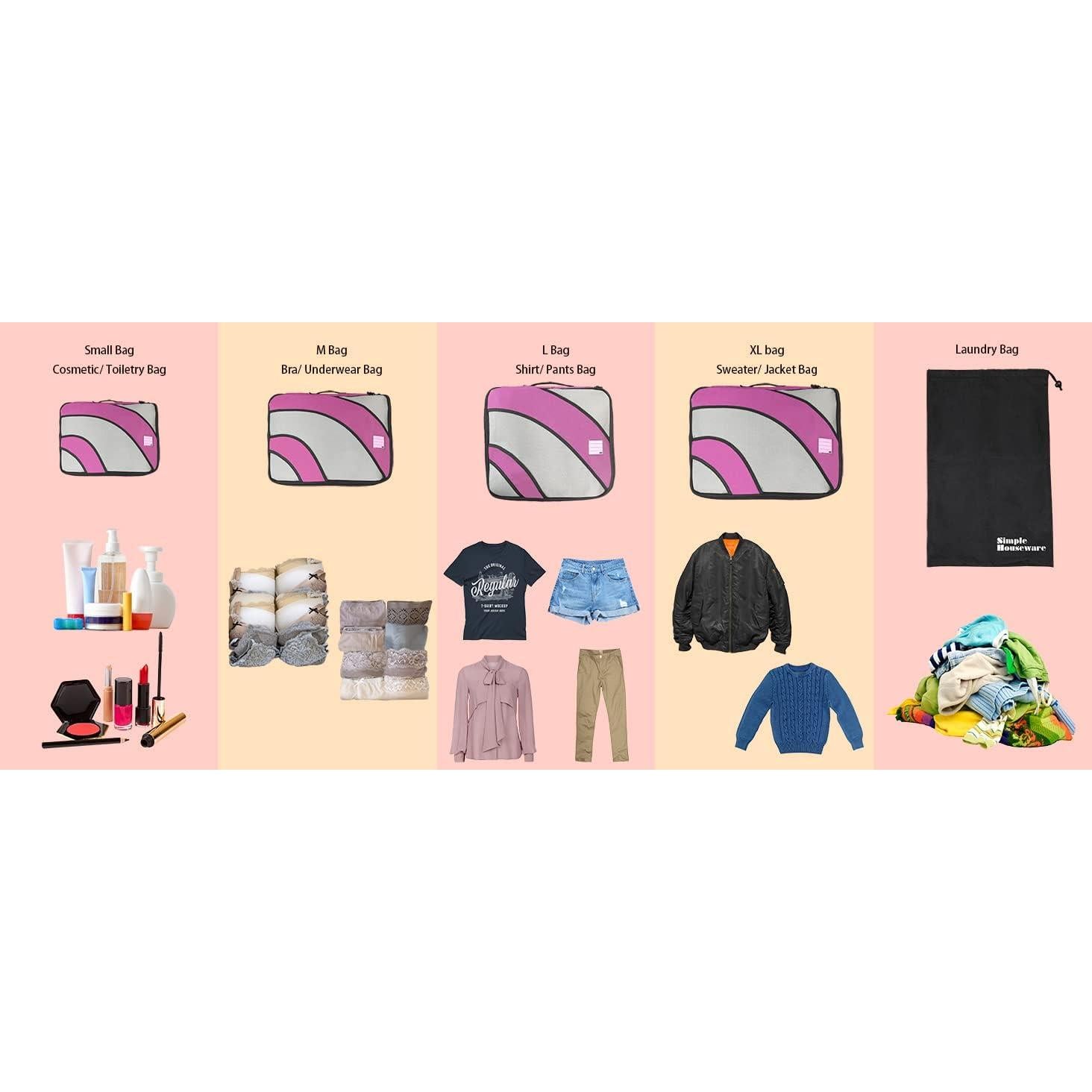 Organizadores de Viaje Simple Houseware 4 Set Rosa Nylon