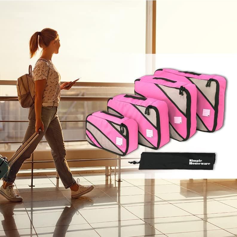 Organizadores de Viaje Simple Houseware 4 Set Rosa Nylon