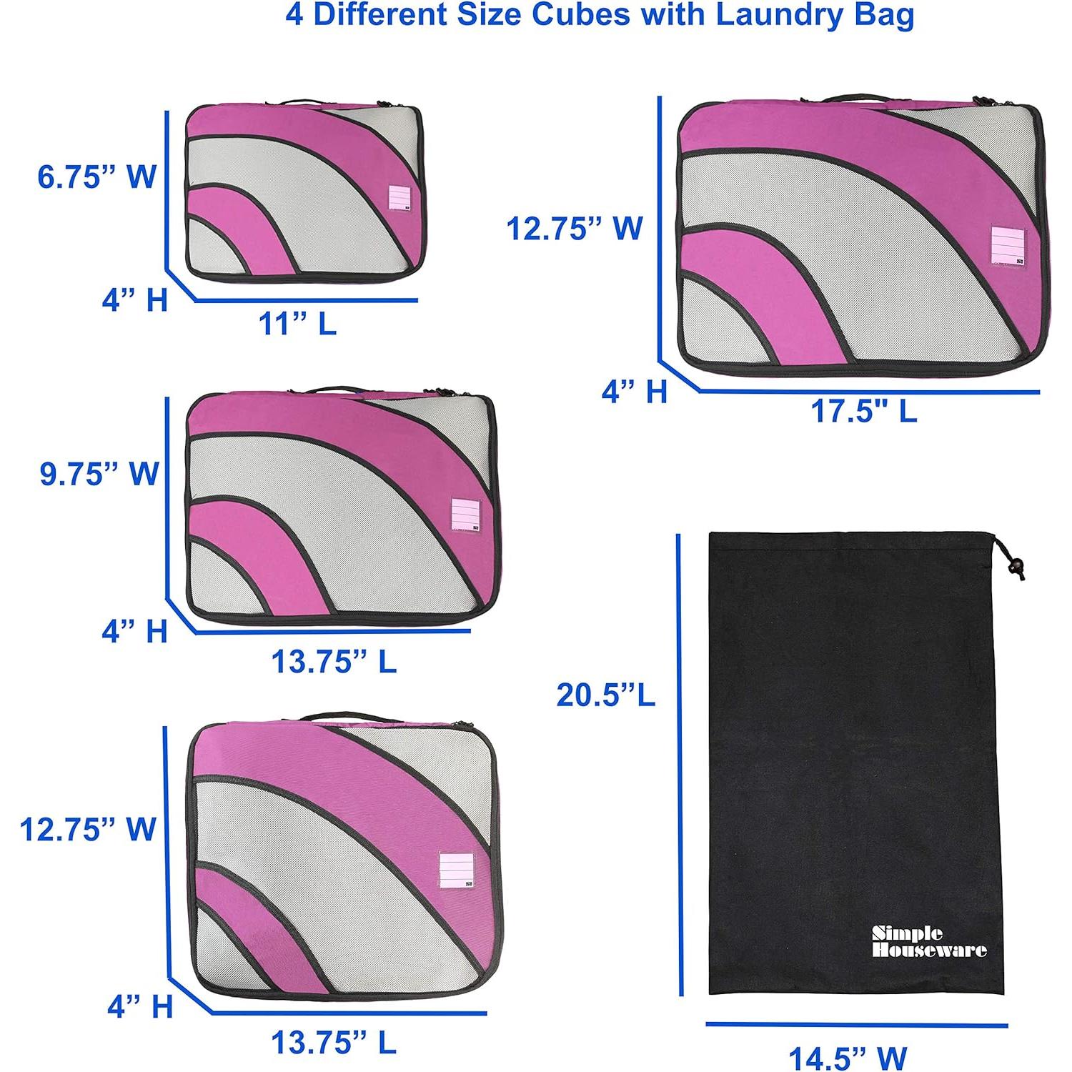 Organizadores de Viaje Simple Houseware 4 Set Rosa Nylon