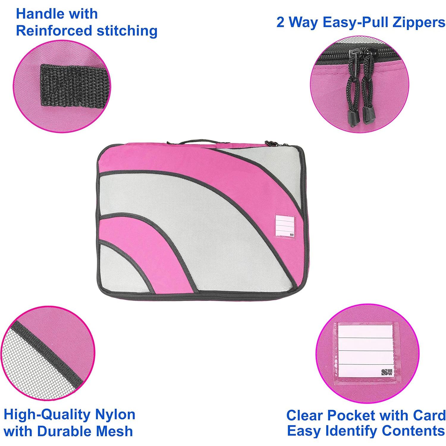 Organizadores de Viaje Simple Houseware 4 Set Rosa Nylon