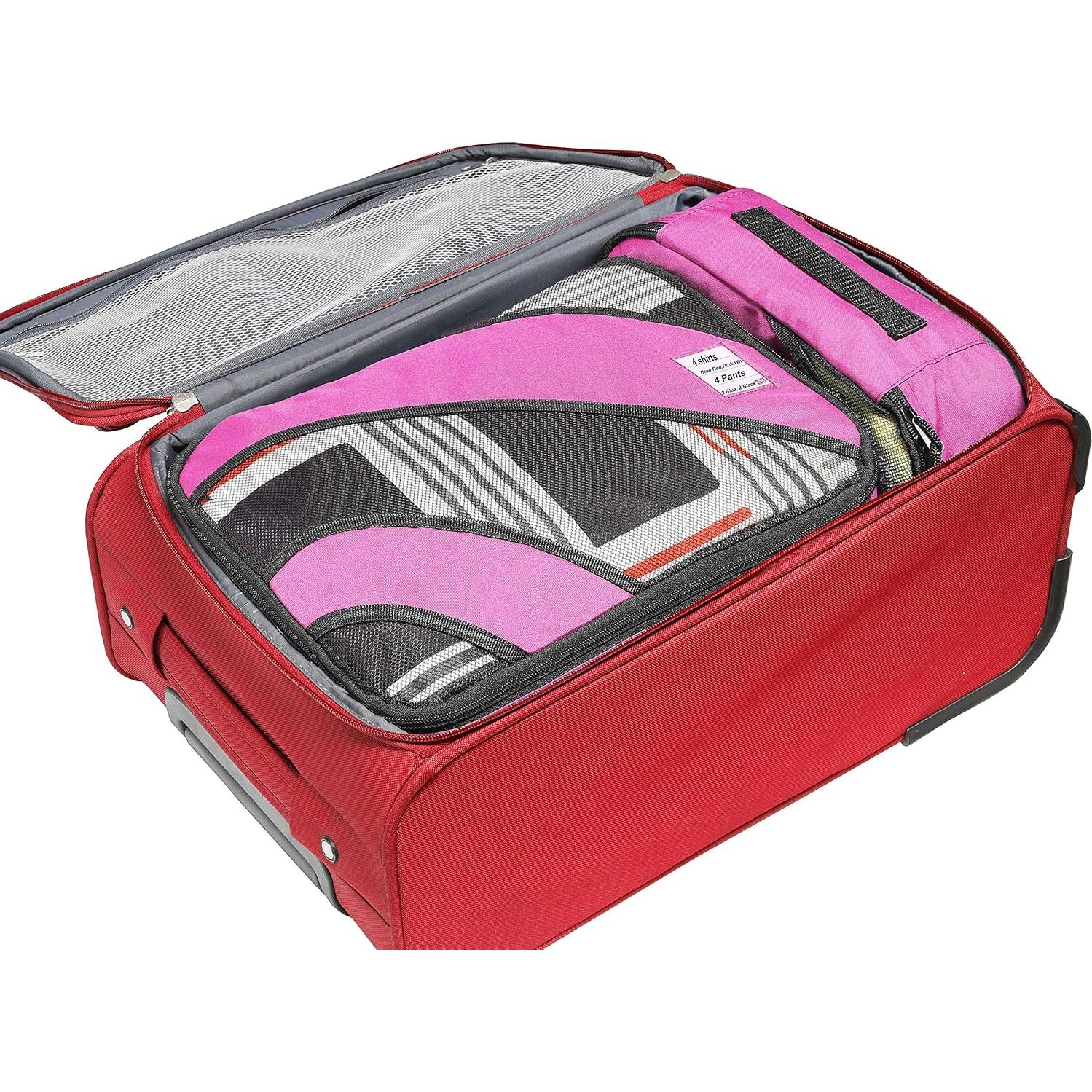 Organizadores de Viaje Simple Houseware 4 Set Rosa Nylon