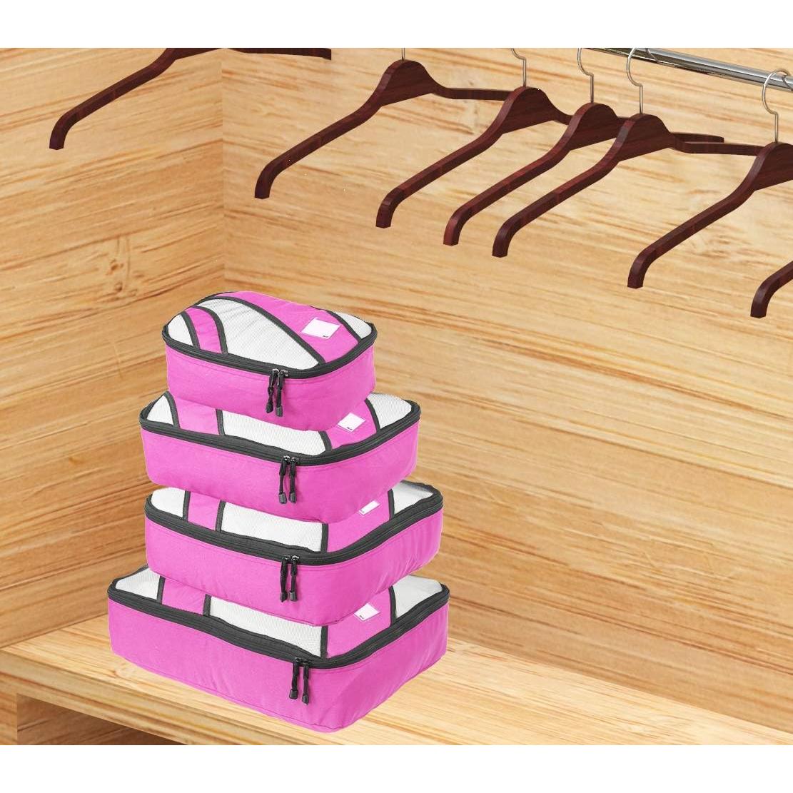 Organizadores de Viaje Simple Houseware 4 Set Rosa Nylon