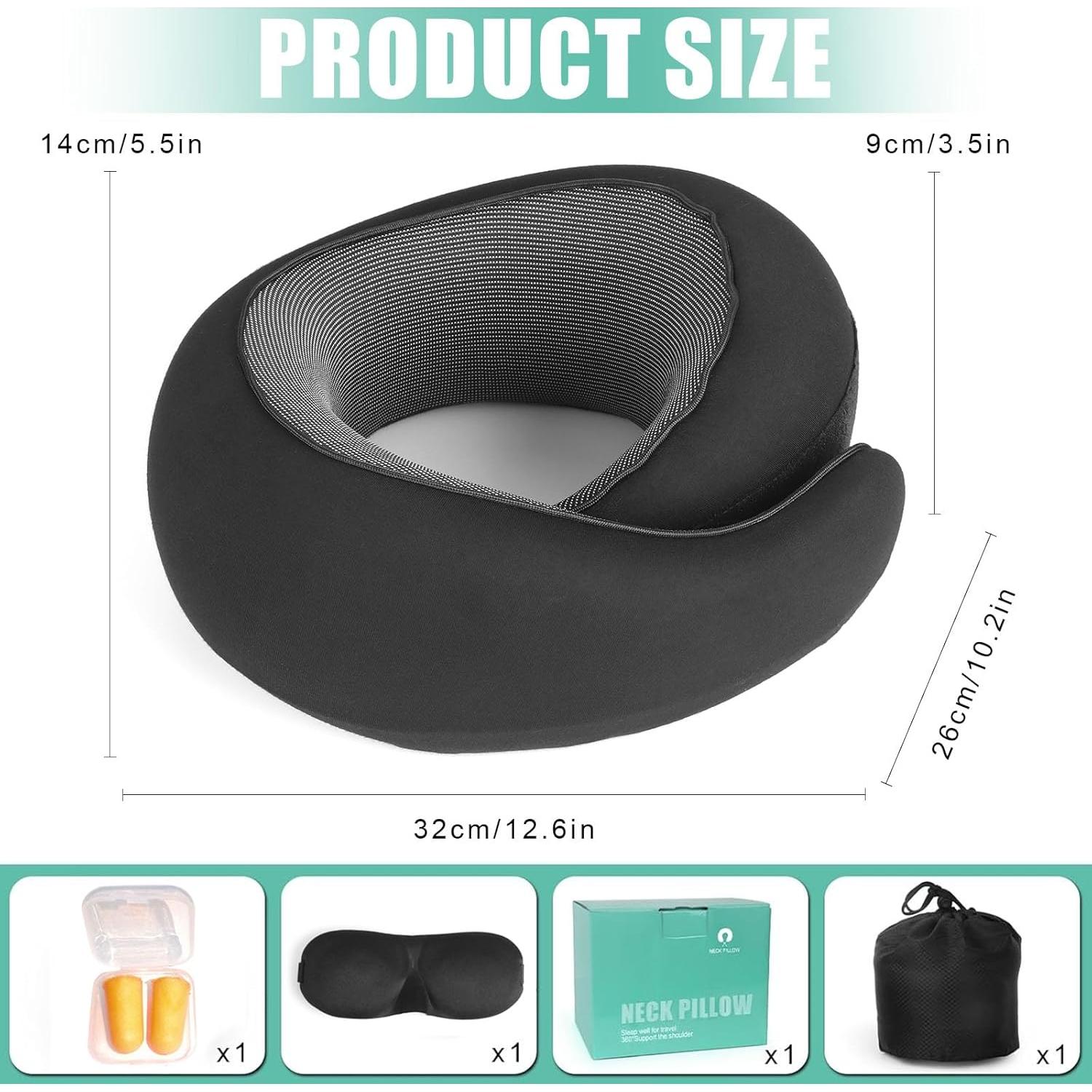 Almohada de Viaje Ergonomica Mlchdykcp Negra Espuma Viscoelástica