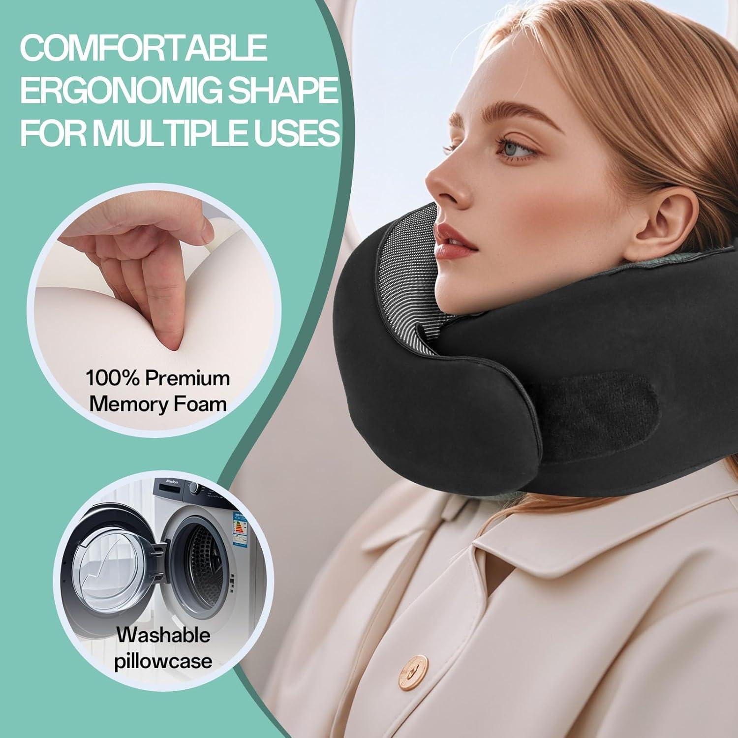 Almohada de Viaje Ergonomica Mlchdykcp Negra Espuma Viscoelástica