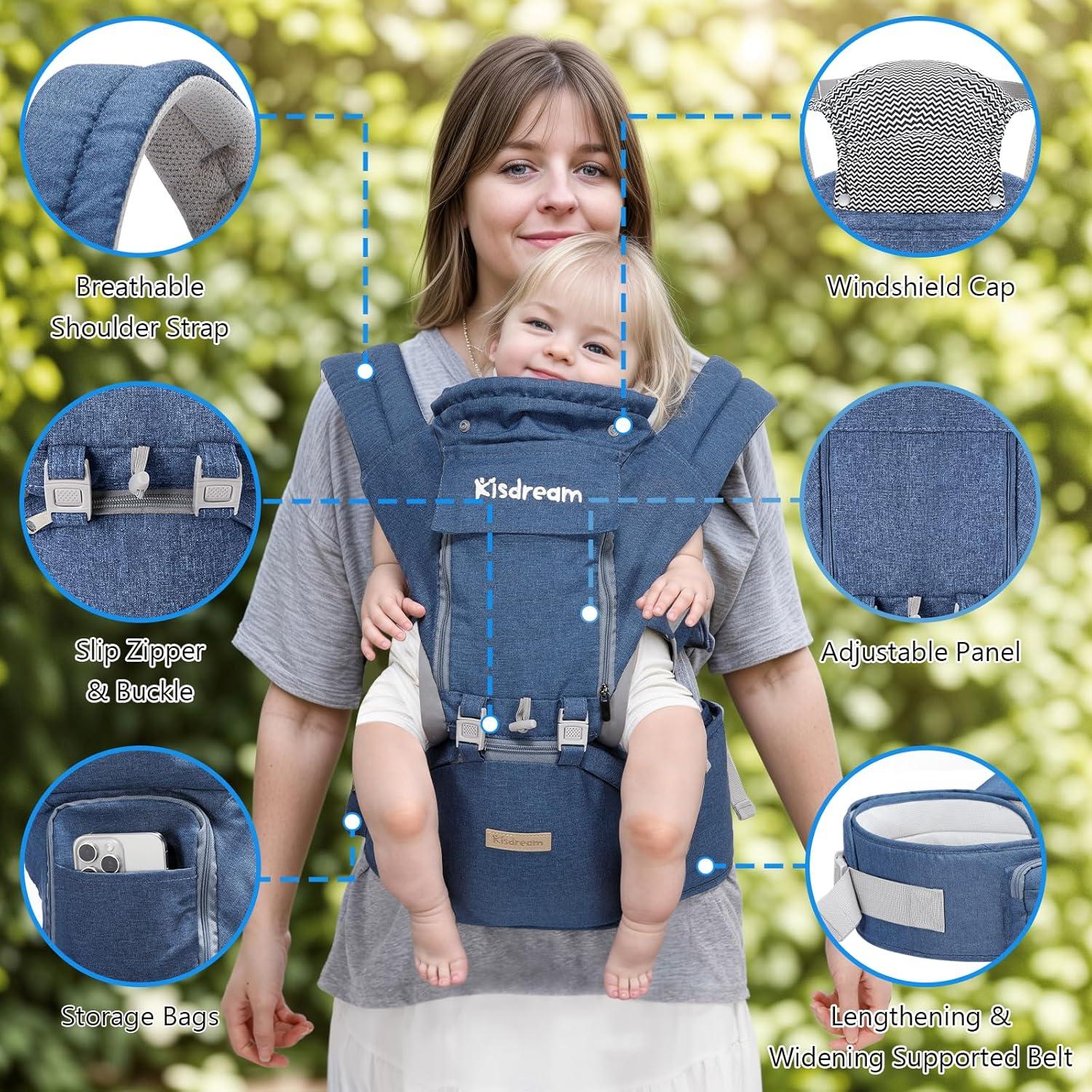 Portabebés Ergonómico Kisdream 9 en 1 para Bebés 3-36 Meses
