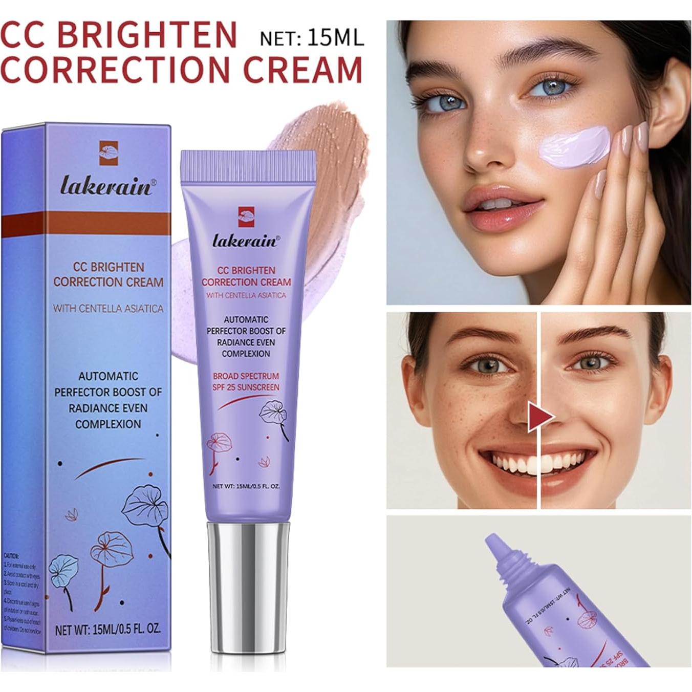 Crema Correctora CC Brighten Lakerain - Hidratante Púrpura 17.8g