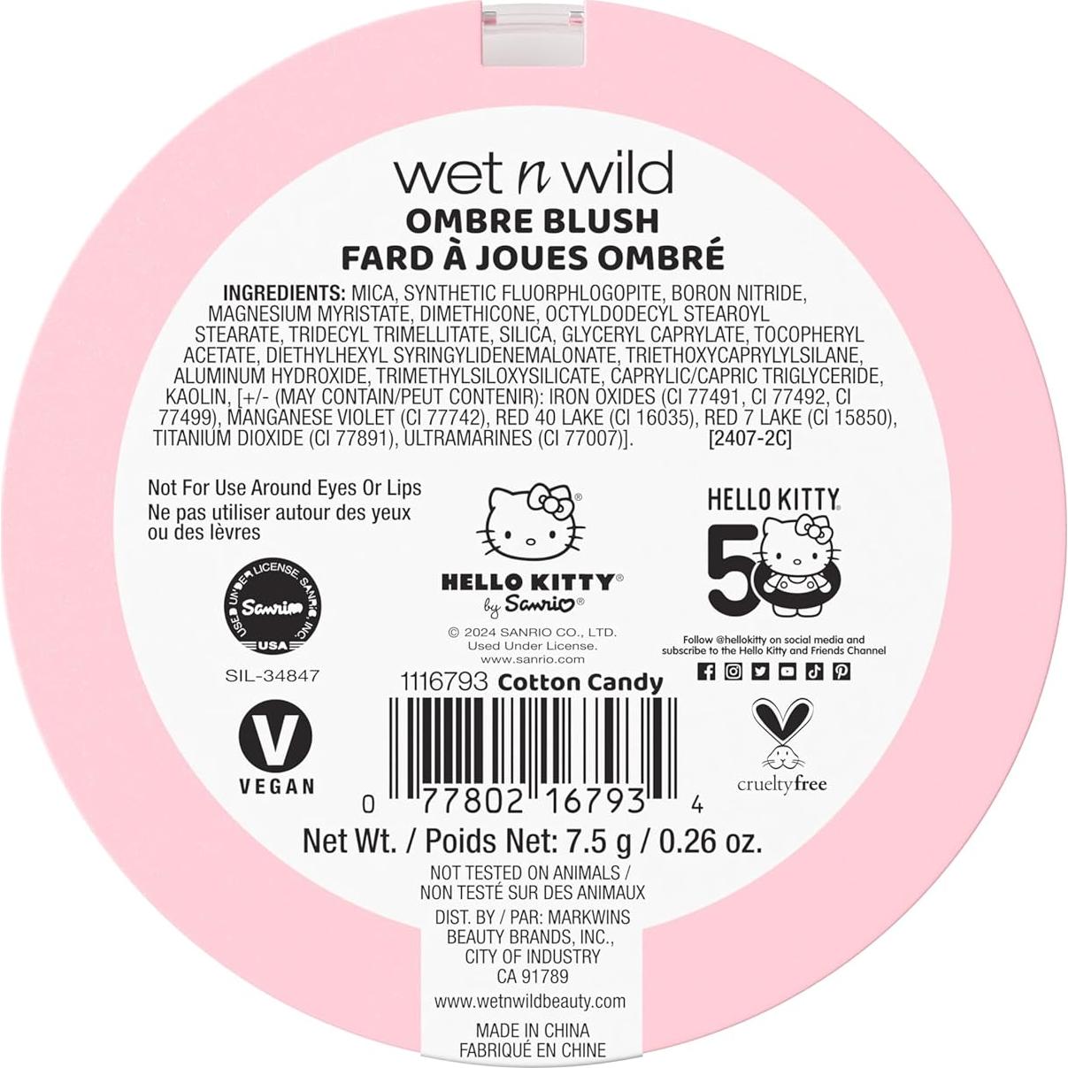 Rubor Ombre Wet n Wild Hello Kitty - Algodón de Azúcar, 40g