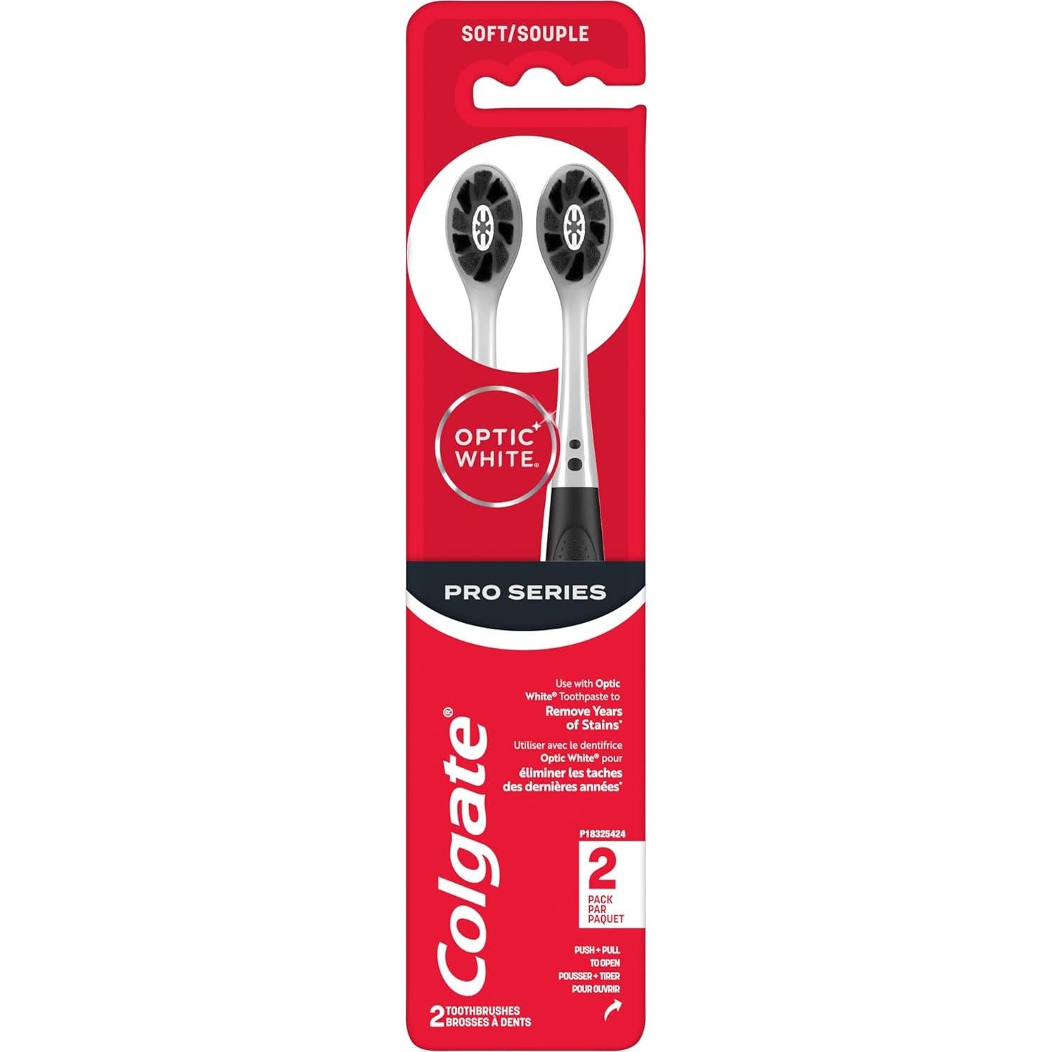 Cepillos de Dientes Colgate Optic White Pro Series Suaves - Paquete de 2