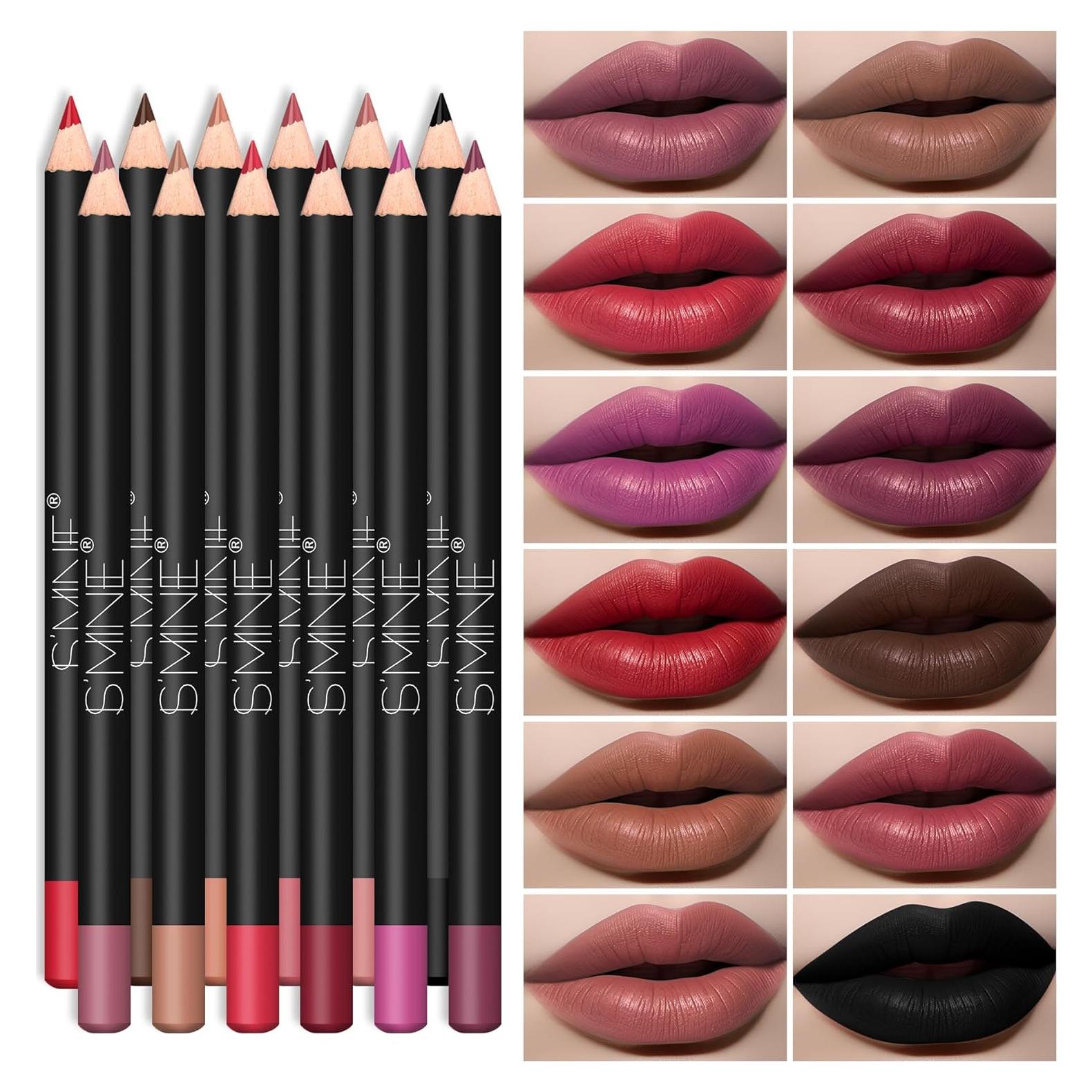 Conjunto de 12 Lápices Delineador de Labios IS'MINE - Cremosos y Larga Duración