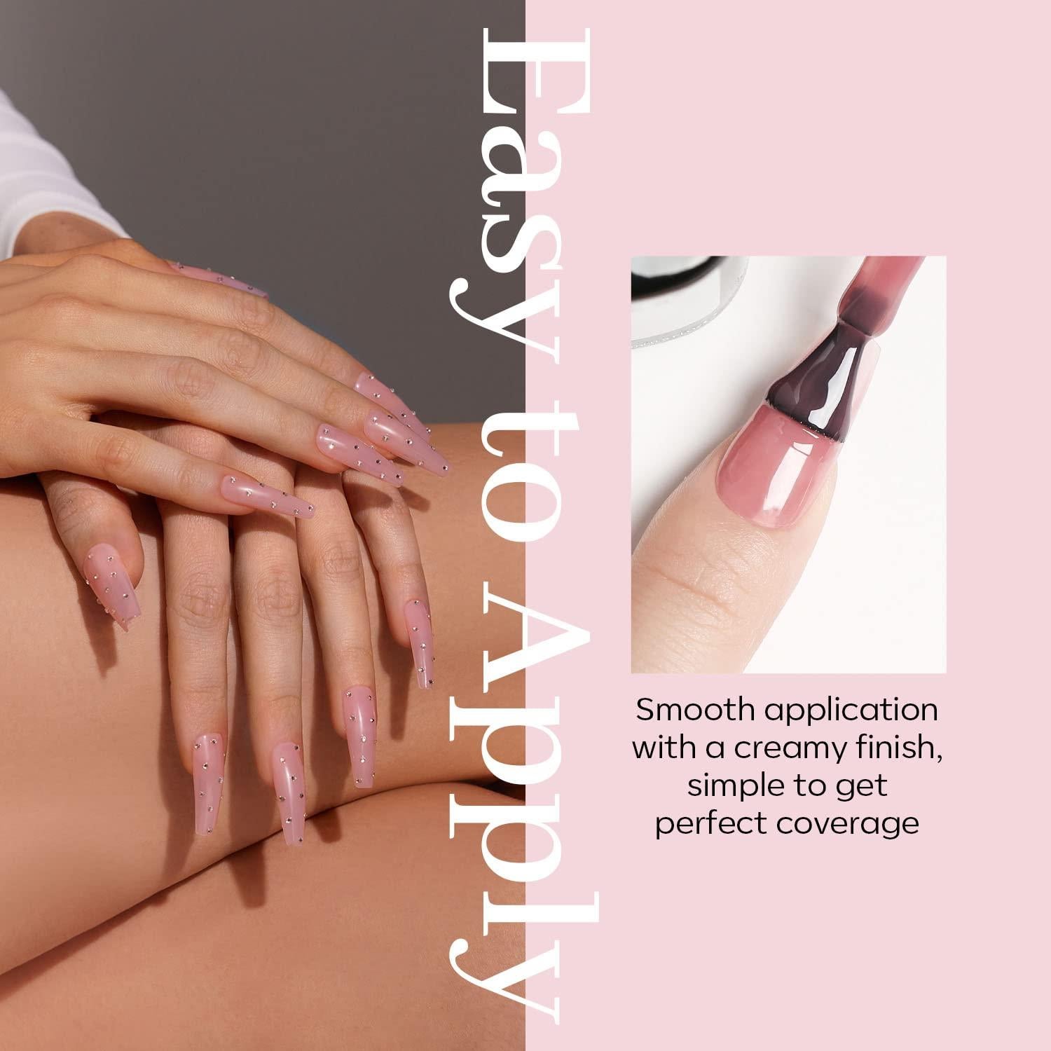 modelones Pink Gel Nail Polish, Jelly Nude Pink Gel Polish French Tip Base Colors Translucent Soak Off U V Soap Nails for Nail Art Manicure at Home 15ML