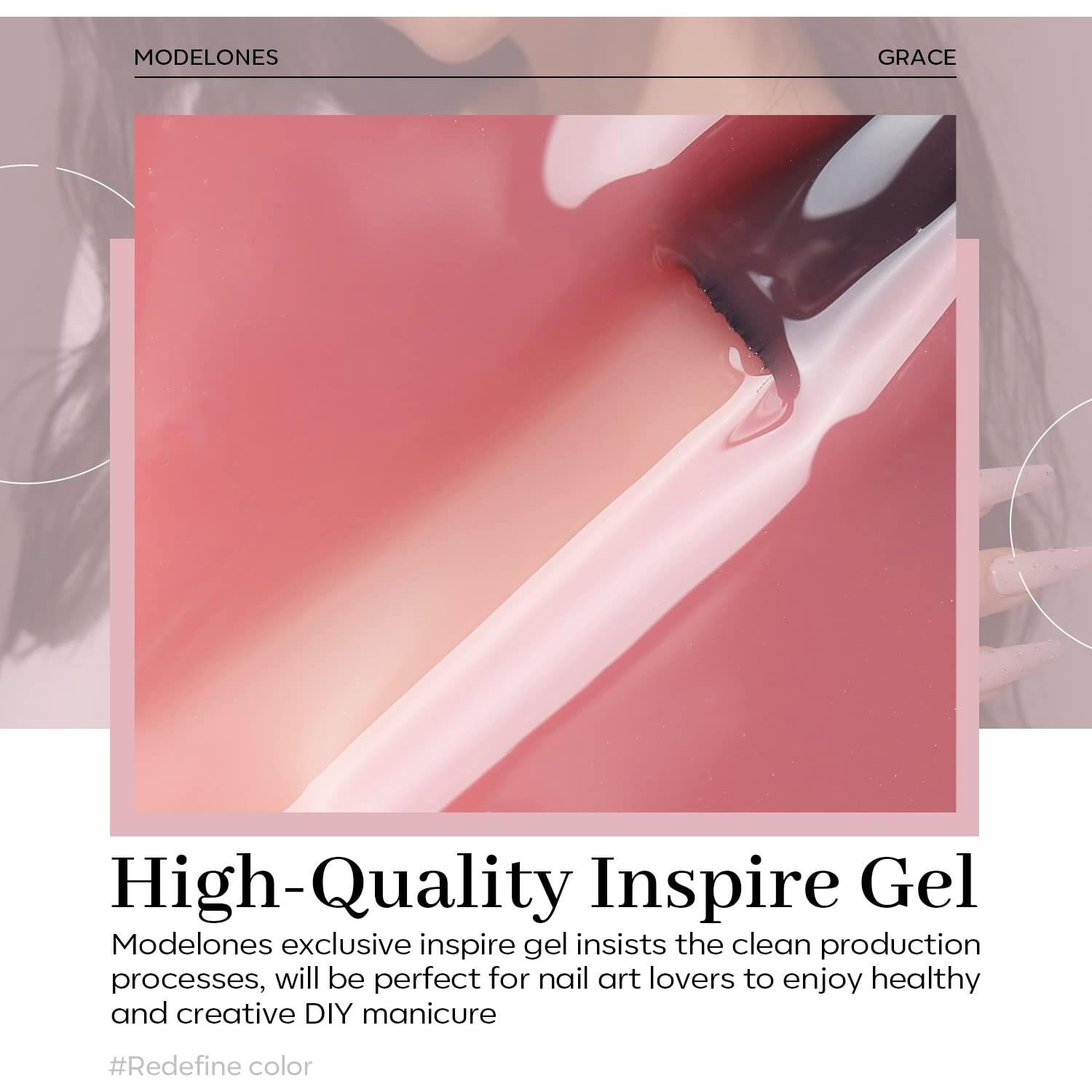 modelones Pink Gel Nail Polish, Jelly Nude Pink Gel Polish French Tip Base Colors Translucent Soak Off U V Soap Nails for Nail Art Manicure at Home 15ML