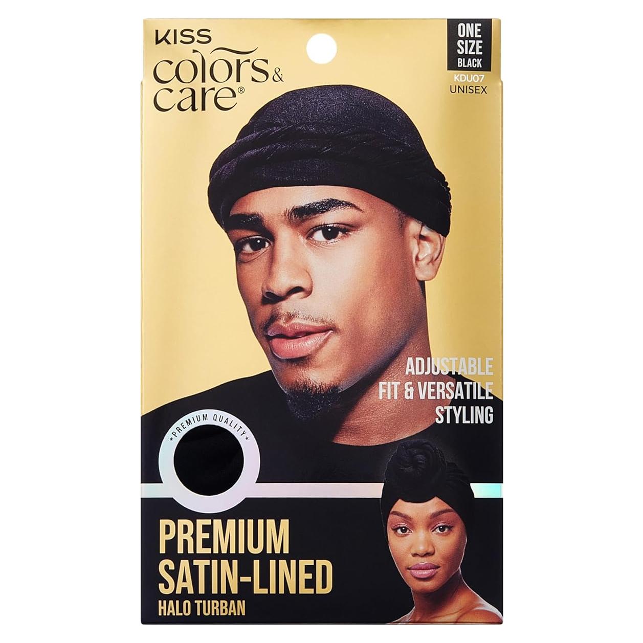 Turbante Halo KISS Colors & Care Unisex Satén Negro 1 Cuenta