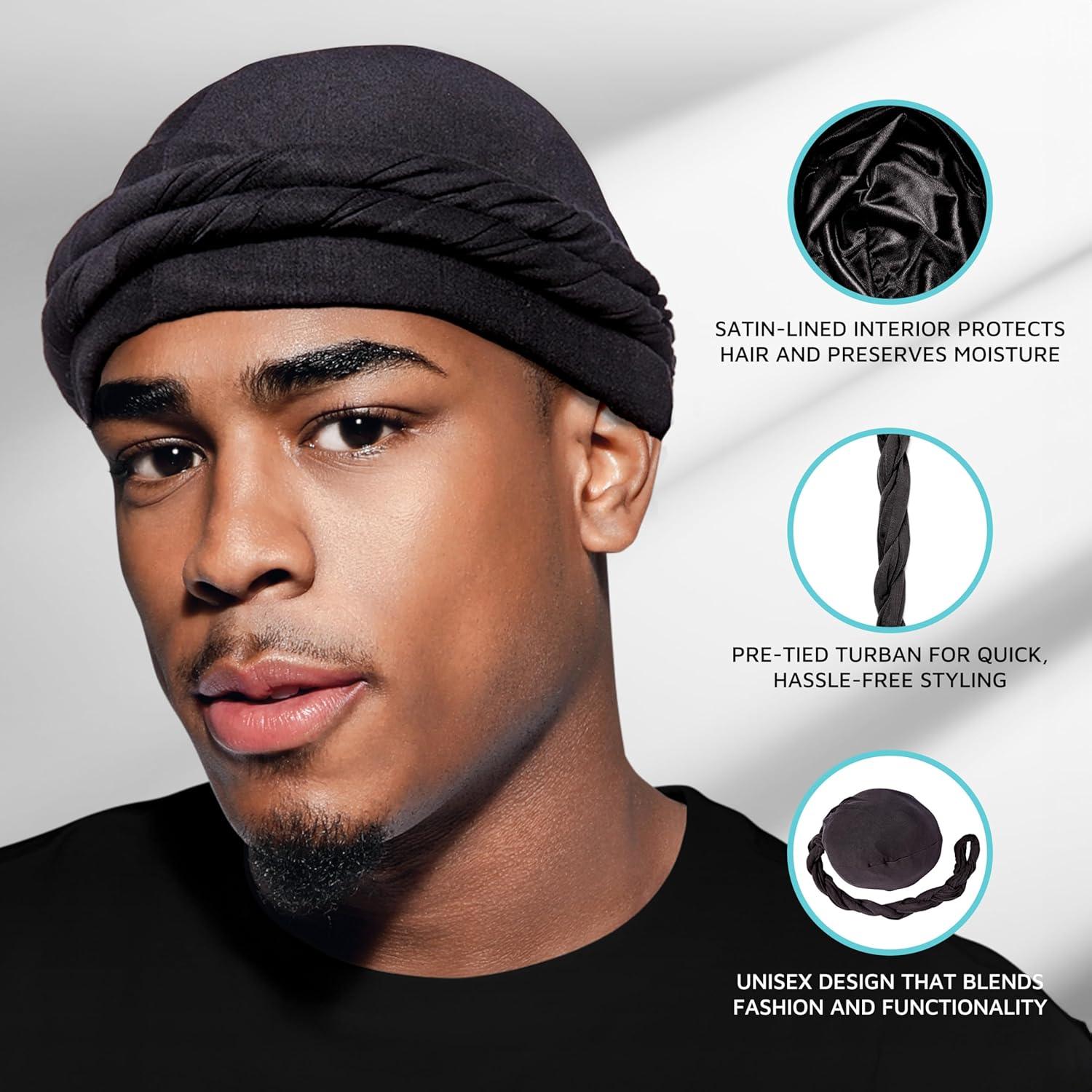 Turbante Halo KISS Colors & Care Unisex Satén Negro 1 Cuenta